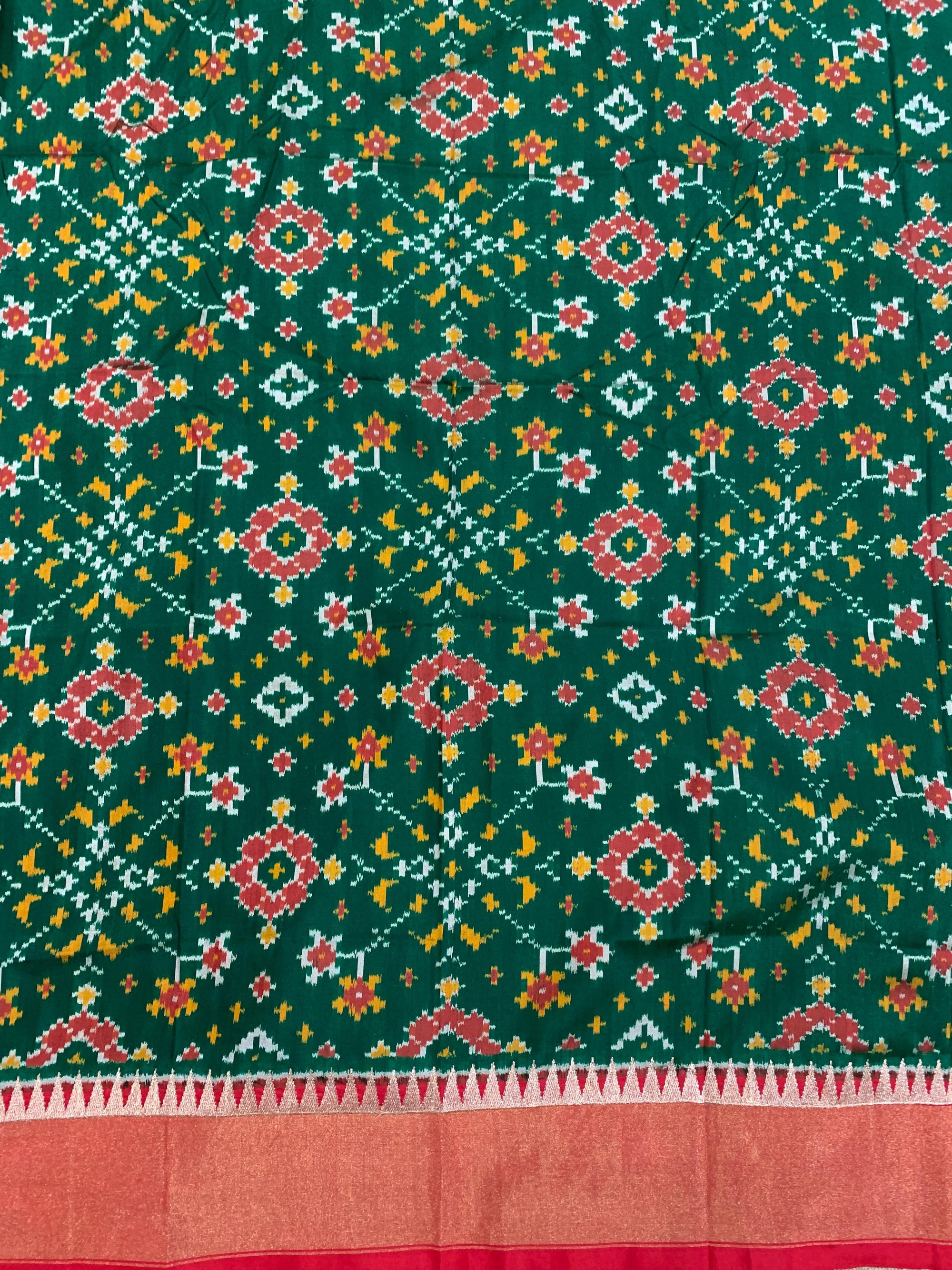 Bottle Green Handloom Raw Silk Saree