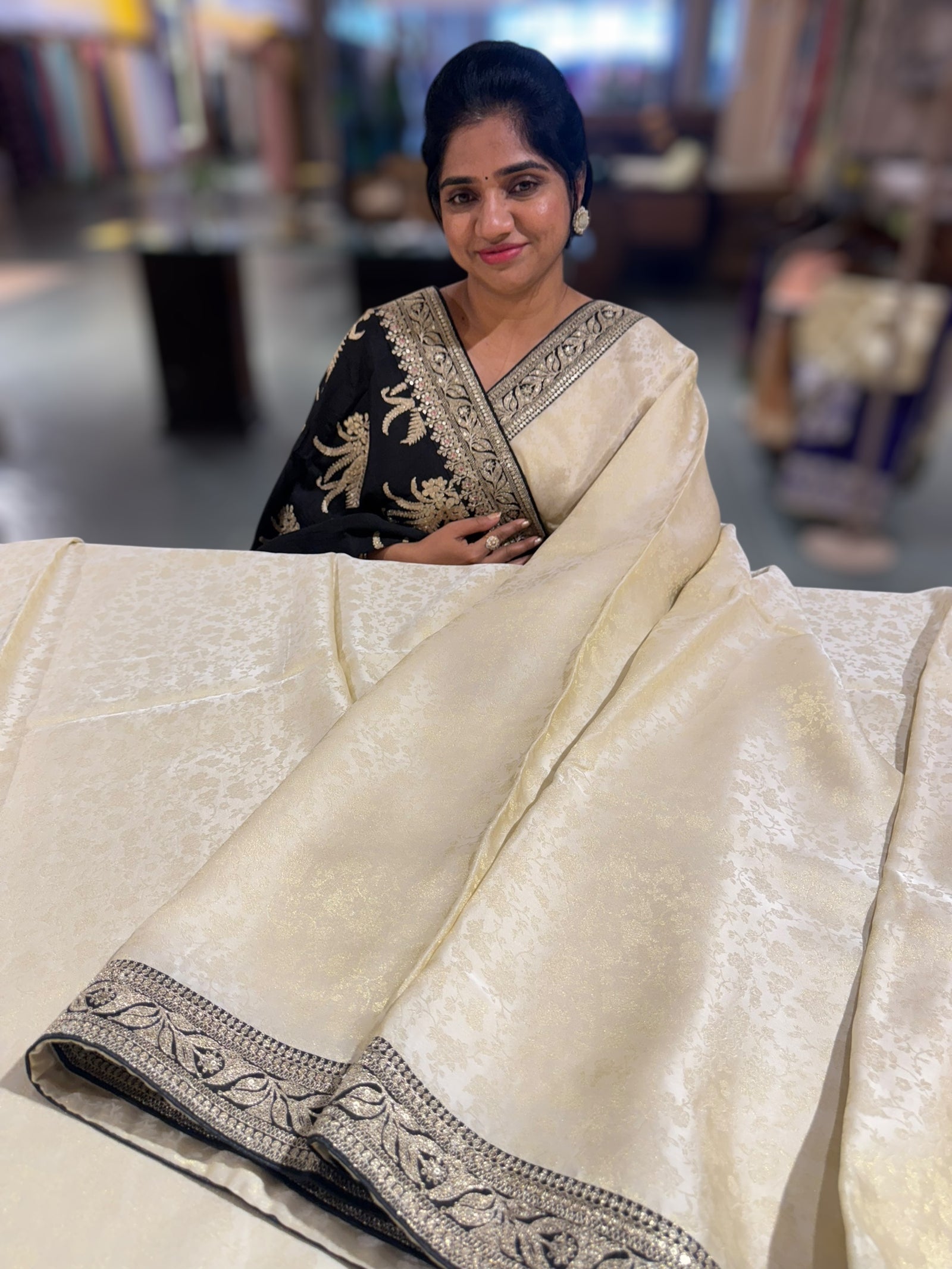 Ivory Banarasi brocade Tissue
