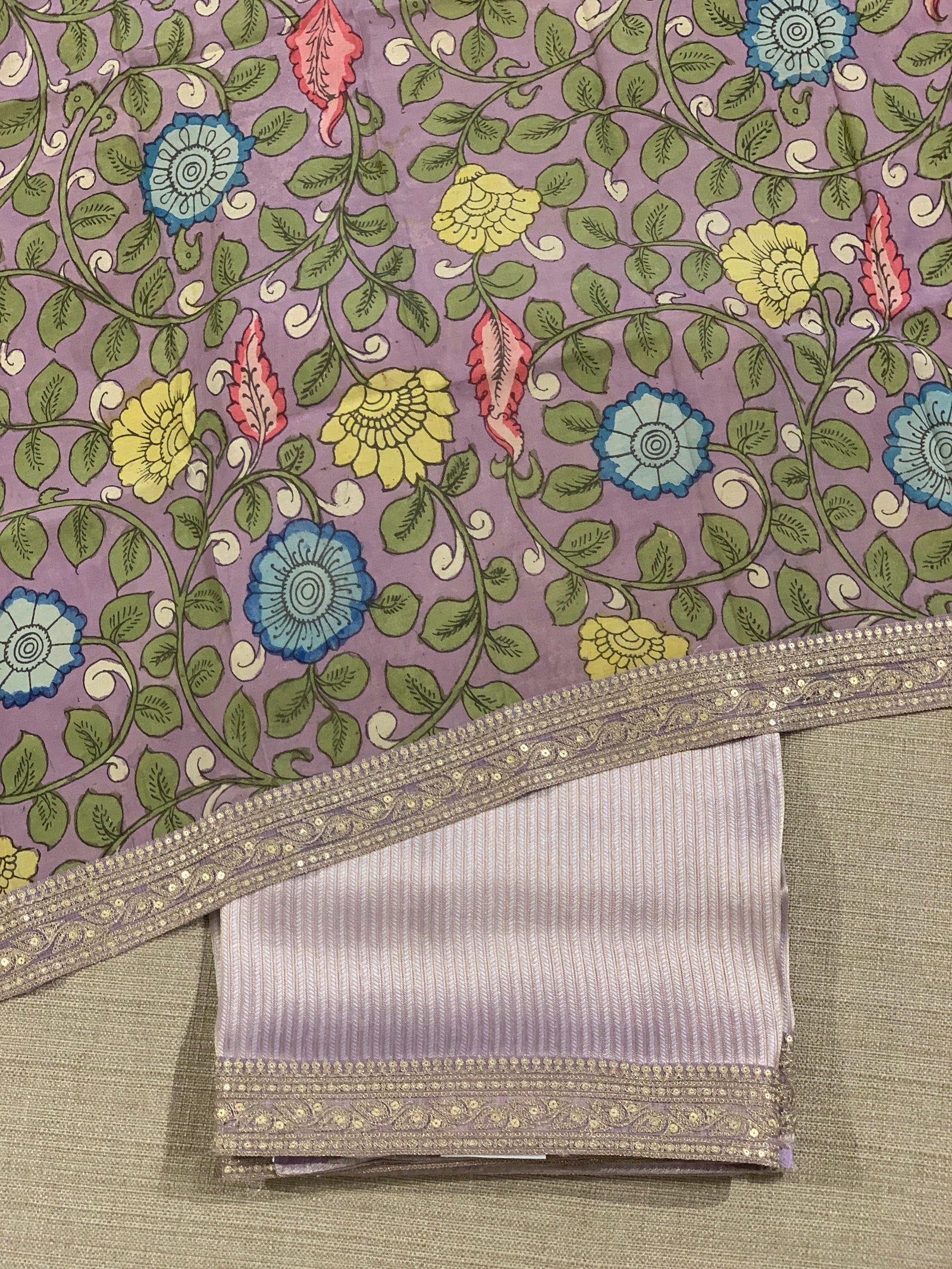 Lilac Banarasi brocade with sabyasachi borders and pen kalamkari Blouses