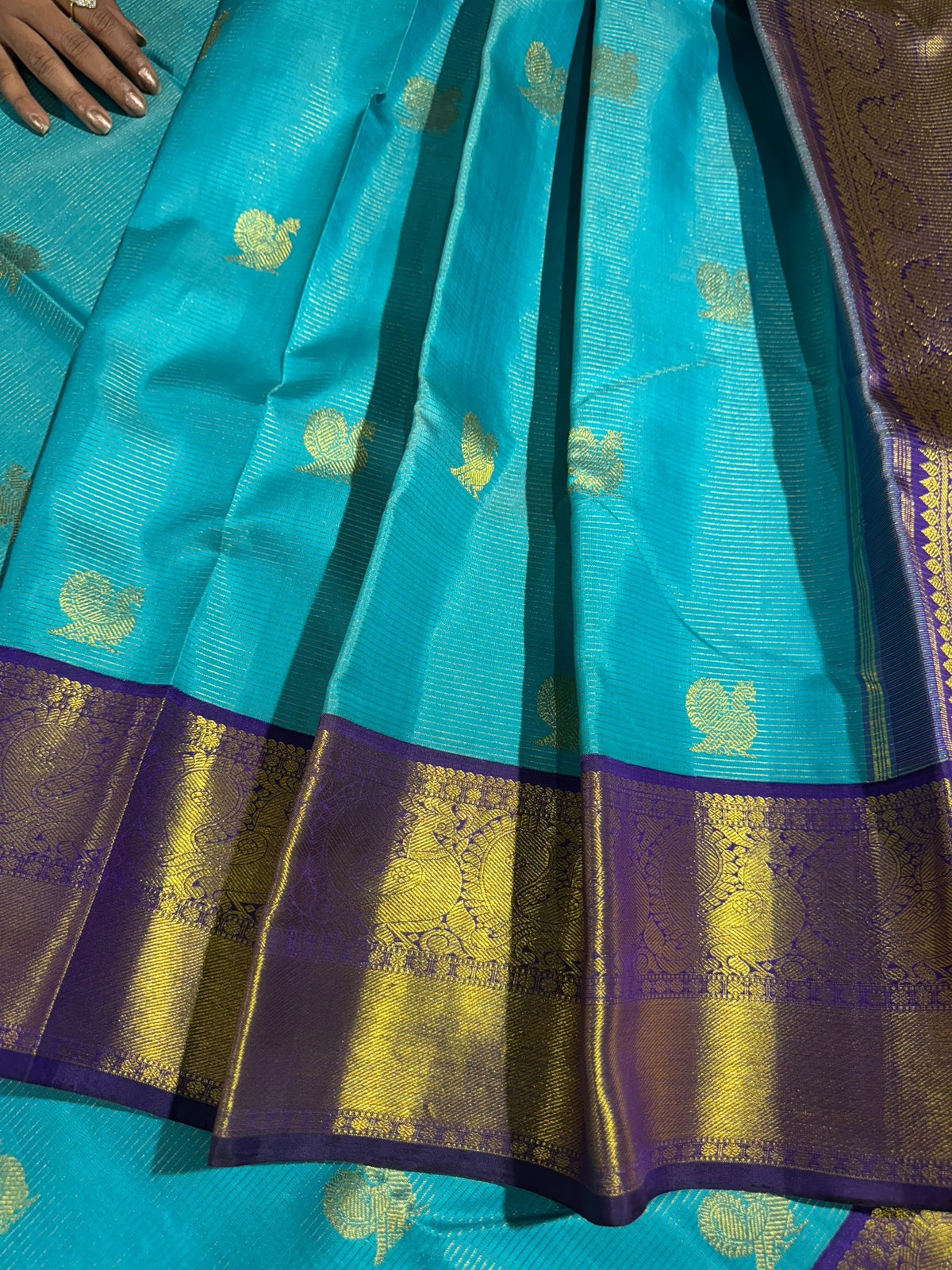 Blue & Purple Combo Combo Kanchi Vintage Checks Saree