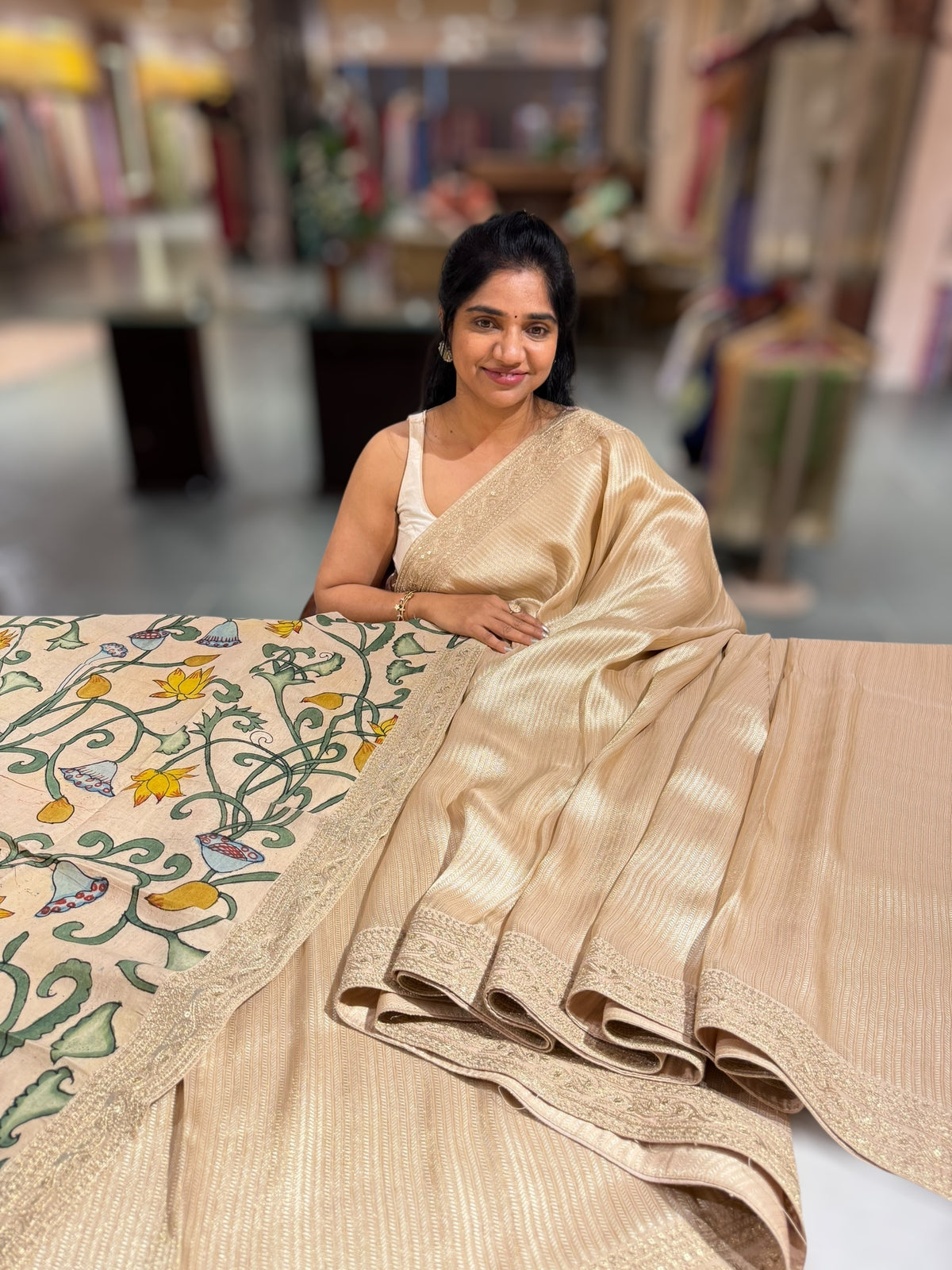Ivory Banarasi brocade with sabyasachi borders and pen kalamkari Blouses
