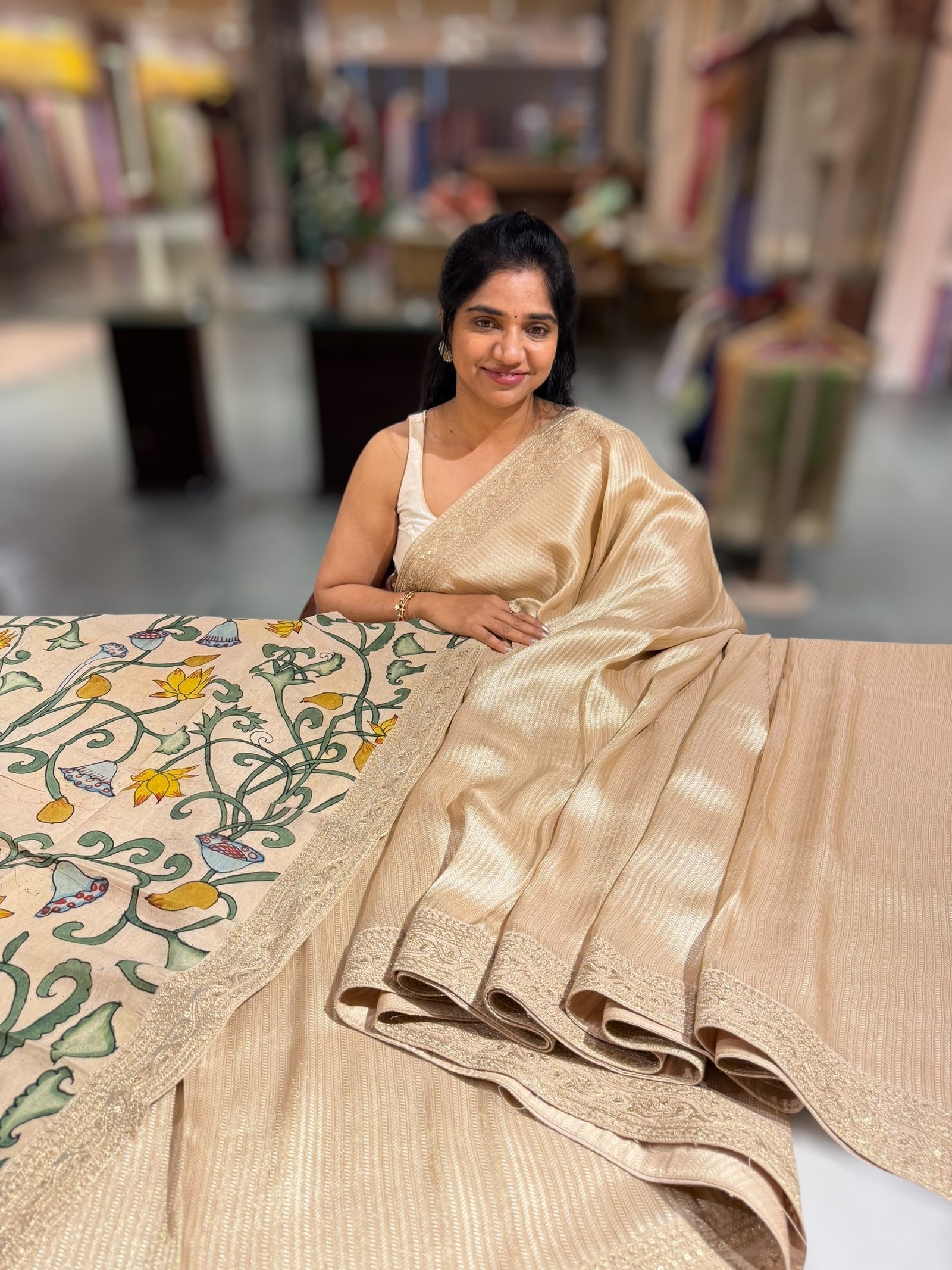 Ivory Banarasi brocade with sabyasachi borders and pen kalamkari Blouses