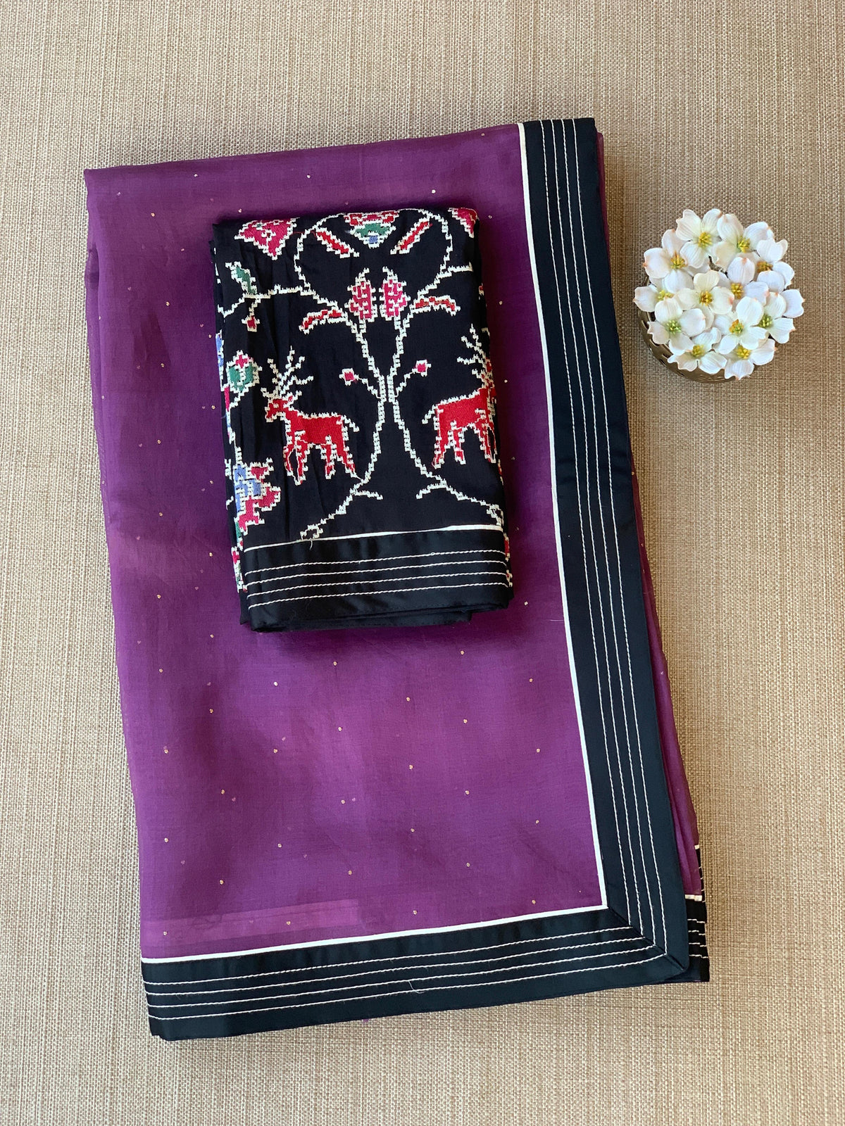 Winish purple Organza Saree with embroidered blouse