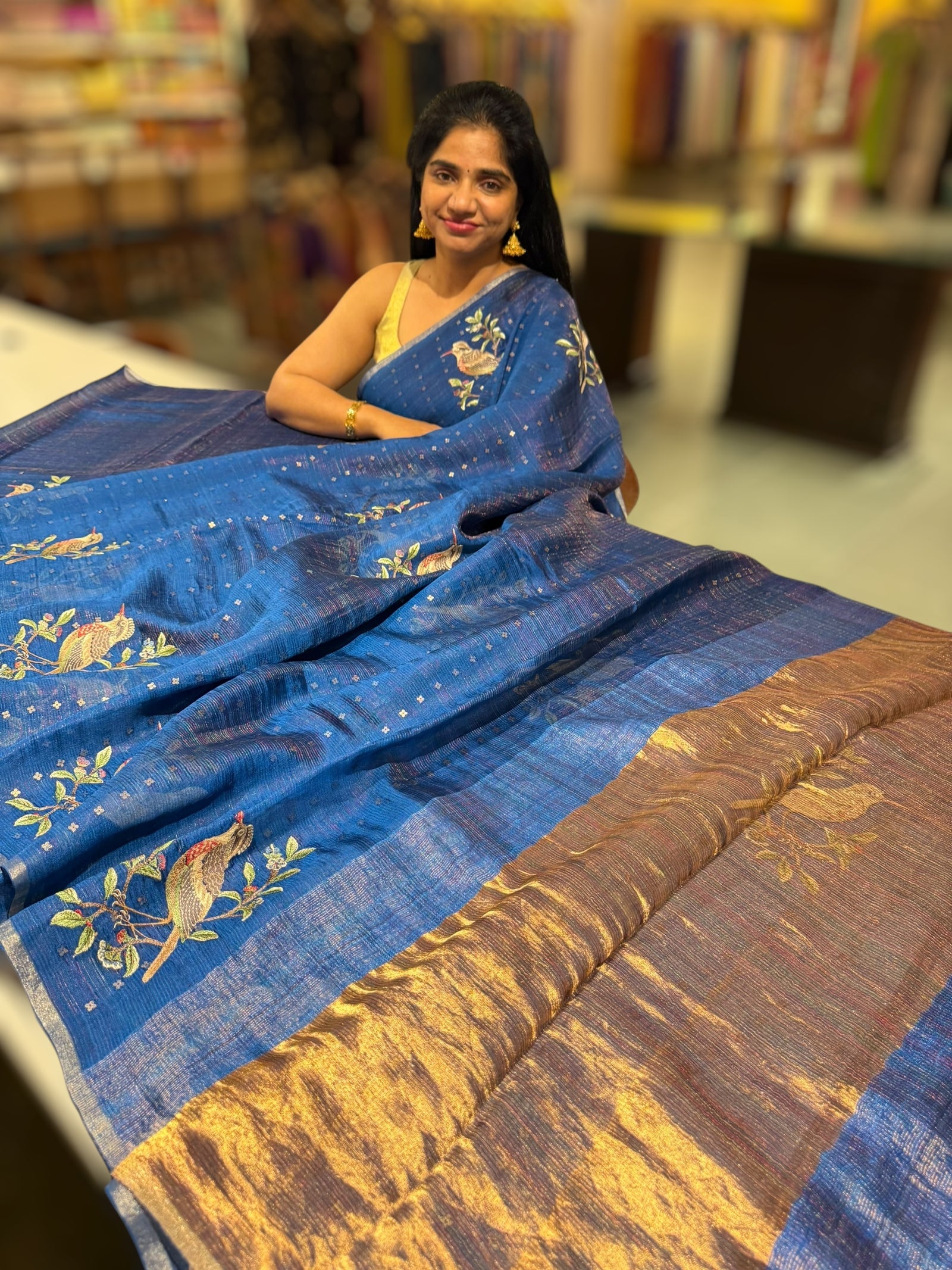 Blue Tussar Kota Saree byloom Saree