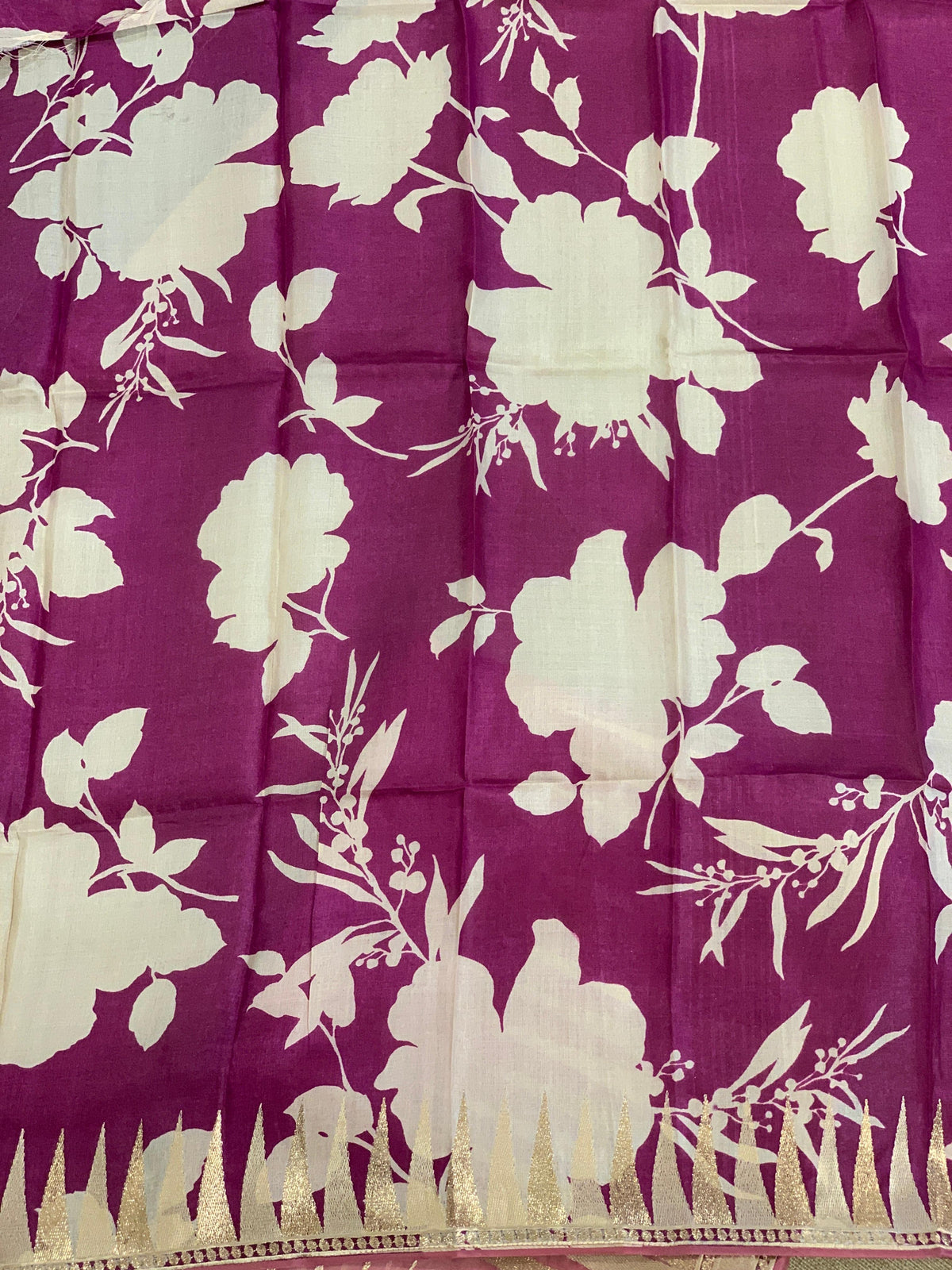 Blush Pink Pure Organza With Temple Embroidered Border & Tussar Printed Blouse