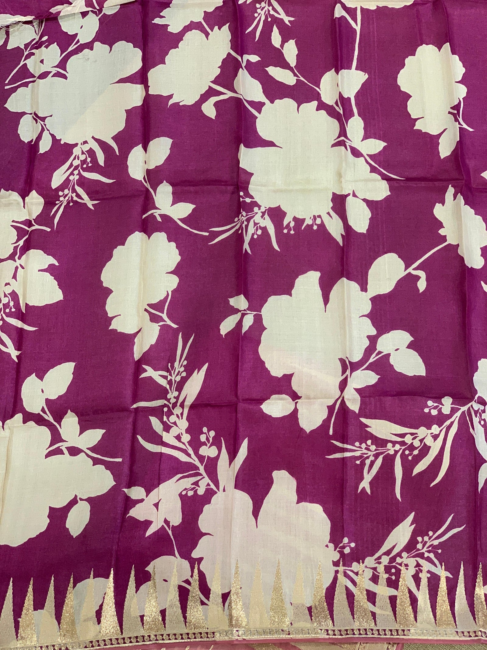 Blush Pink Pure Organza With Temple Embroidered Border & Tussar Printed Blouse