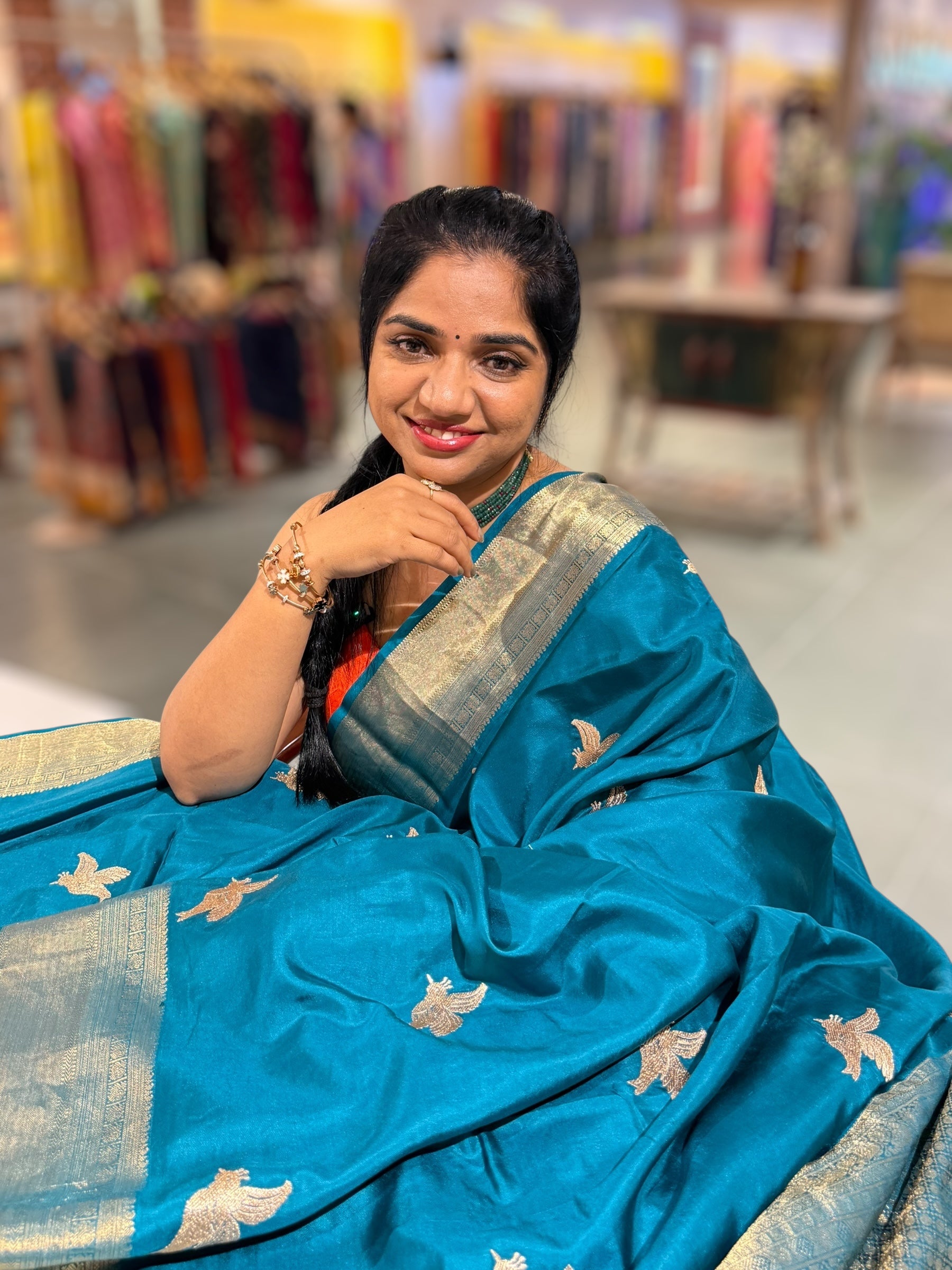 Peacock Blue Kanchi Soft Drape Saree