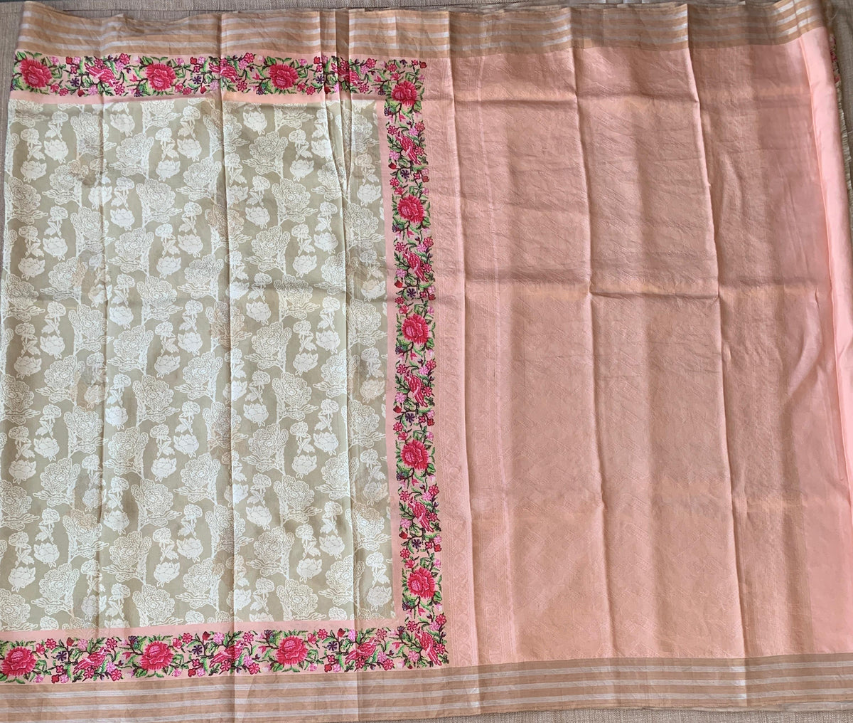 Earthy Tone kanchi soft silk  printed saree