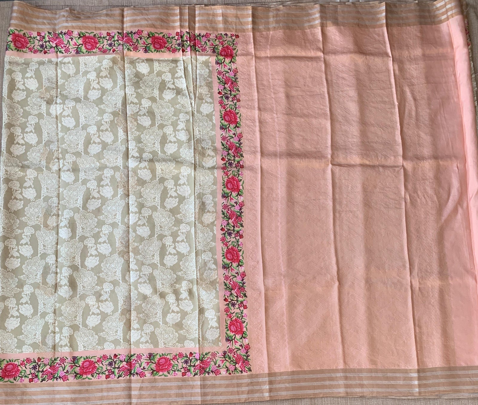 Earthy Tone kanchi soft silk  printed saree