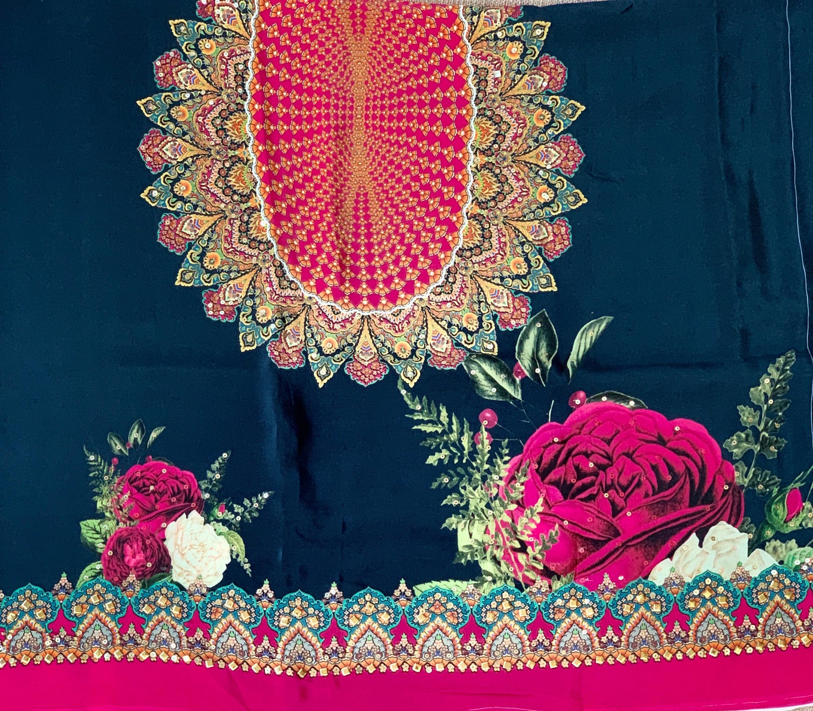 Black Designer Crepe Silk Saree : D62F031