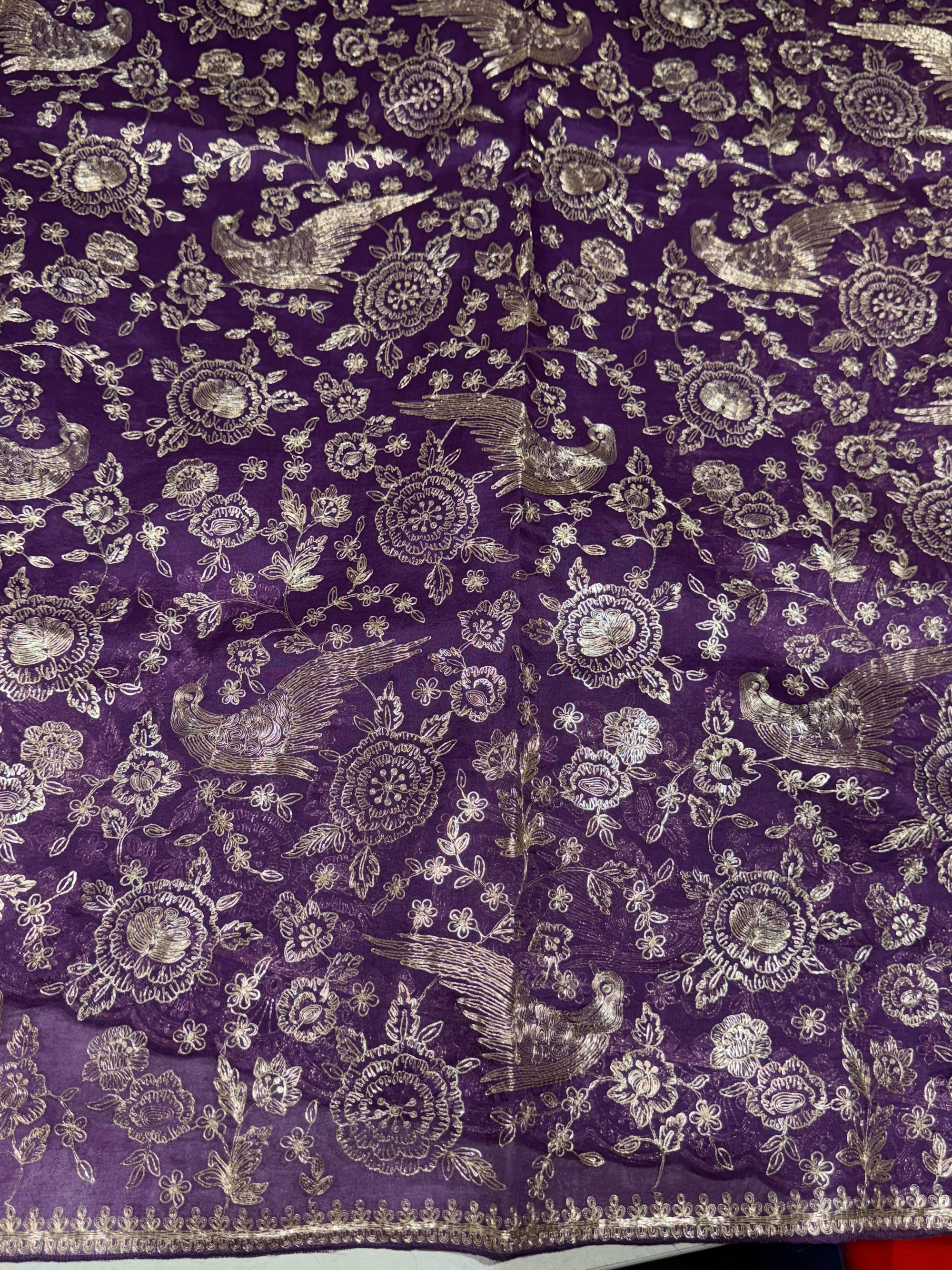 Purple Pure organza Saree with pita emb