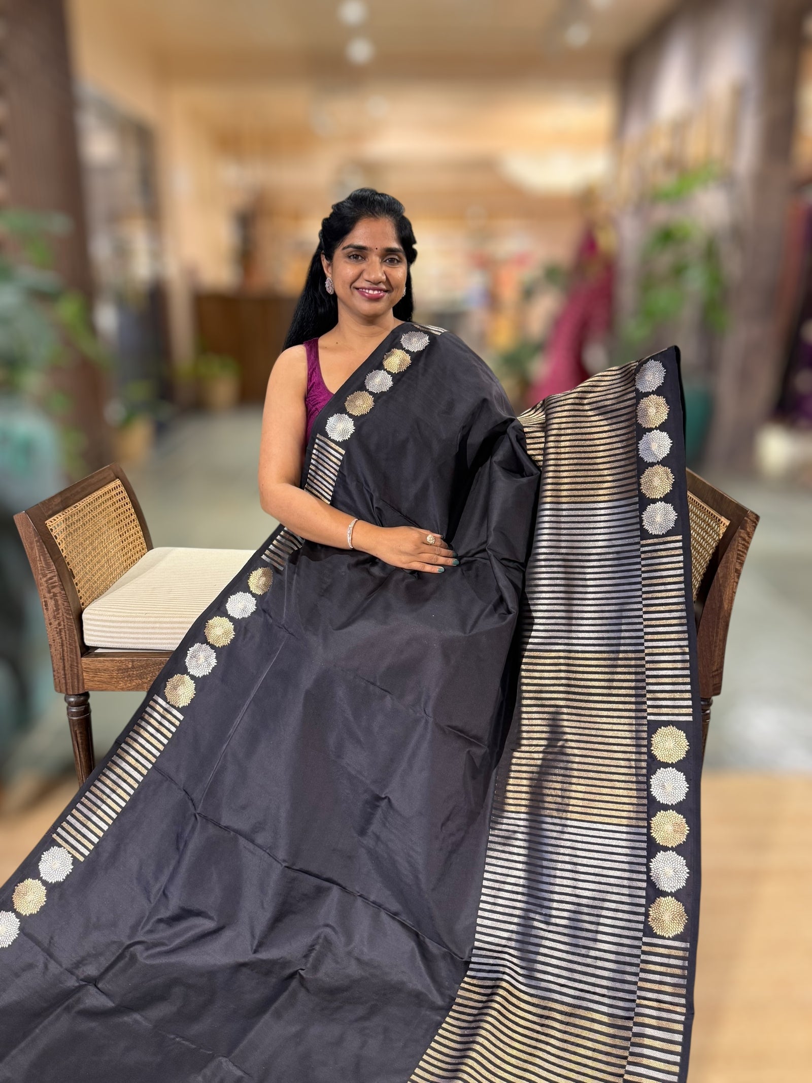 Black Designer Banarasi Ektara Silk Saree