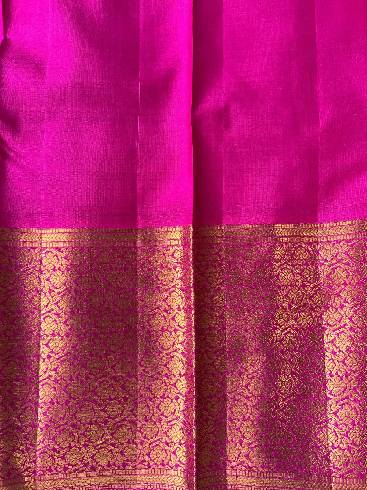 Yellow and Rani Pink Combo kanchi brocade designer kuttu border saree