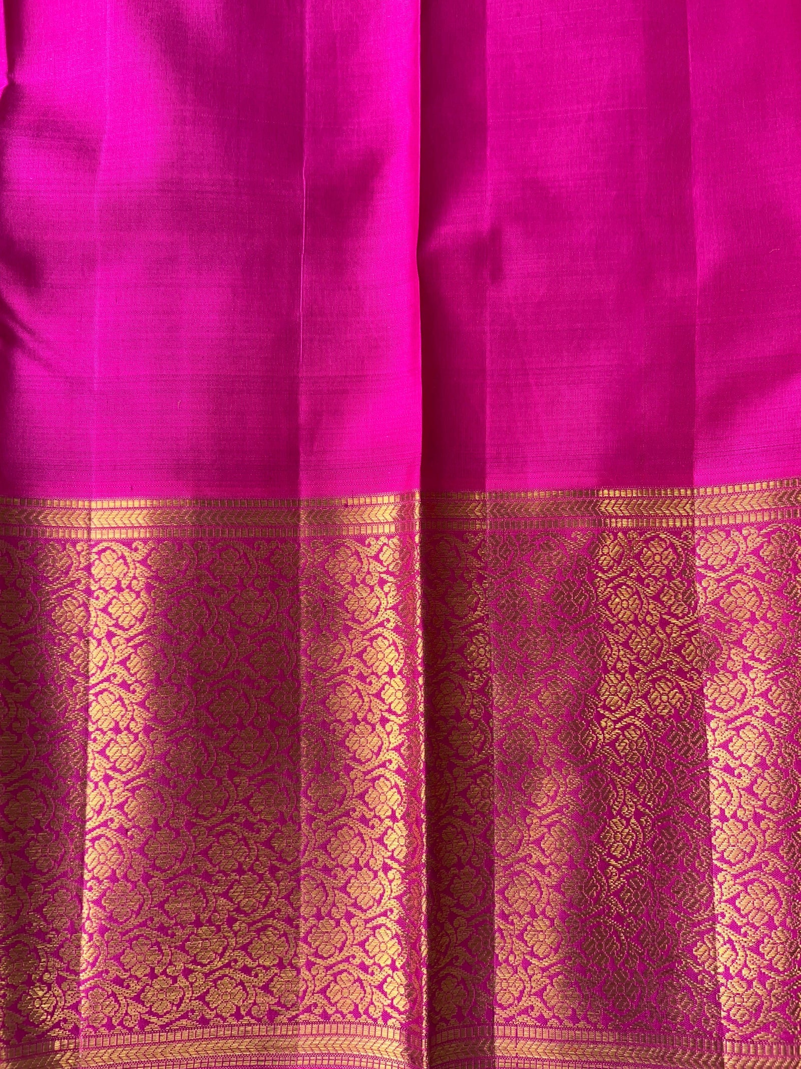Yellow and Rani Pink Combo kanchi brocade designer kuttu border saree