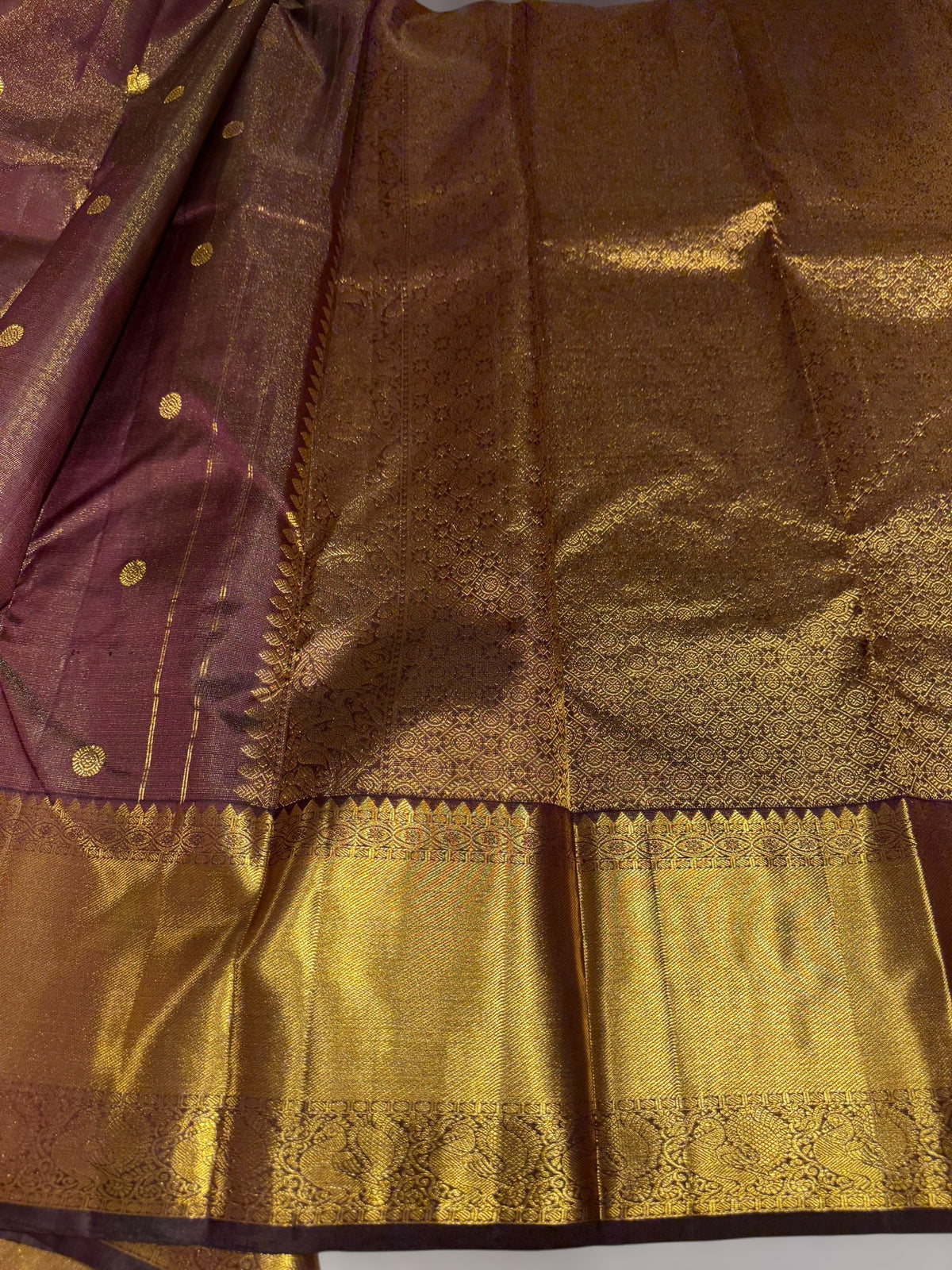 Choclate Brown Vaira Oosi Checks Vintage Kanchipuram Saree