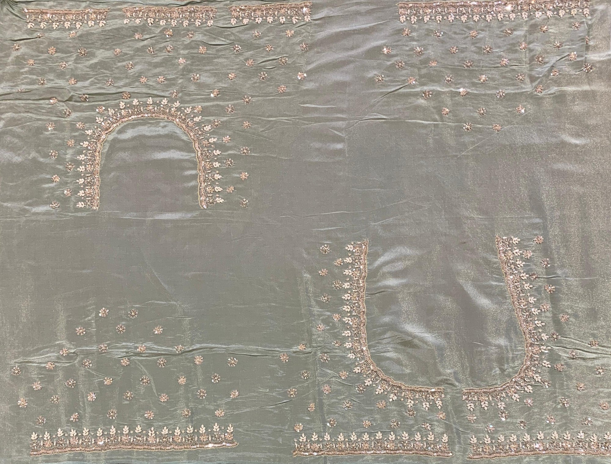 Pastel Blue Tissue Gorgette Saree With Hanwork Border and Blouse.