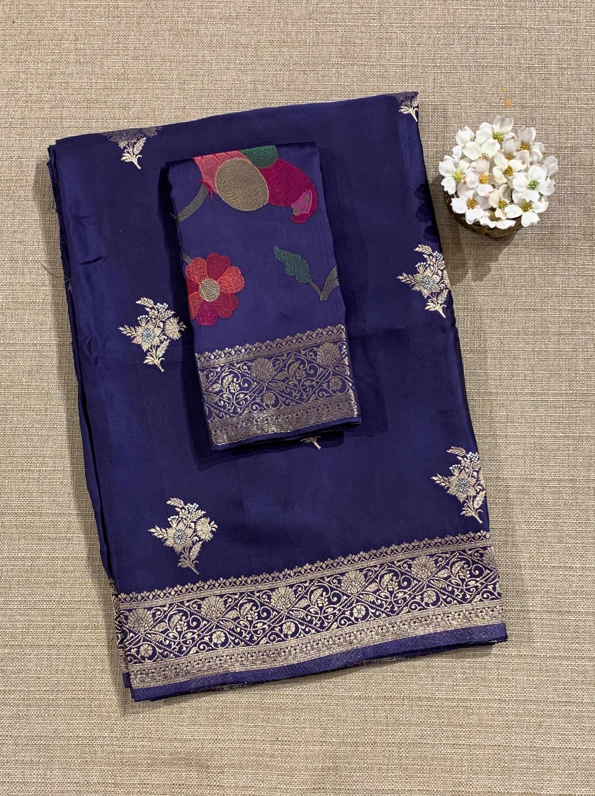 Violet Mashru Silk Saree with Paithani inspired embroidered blouse