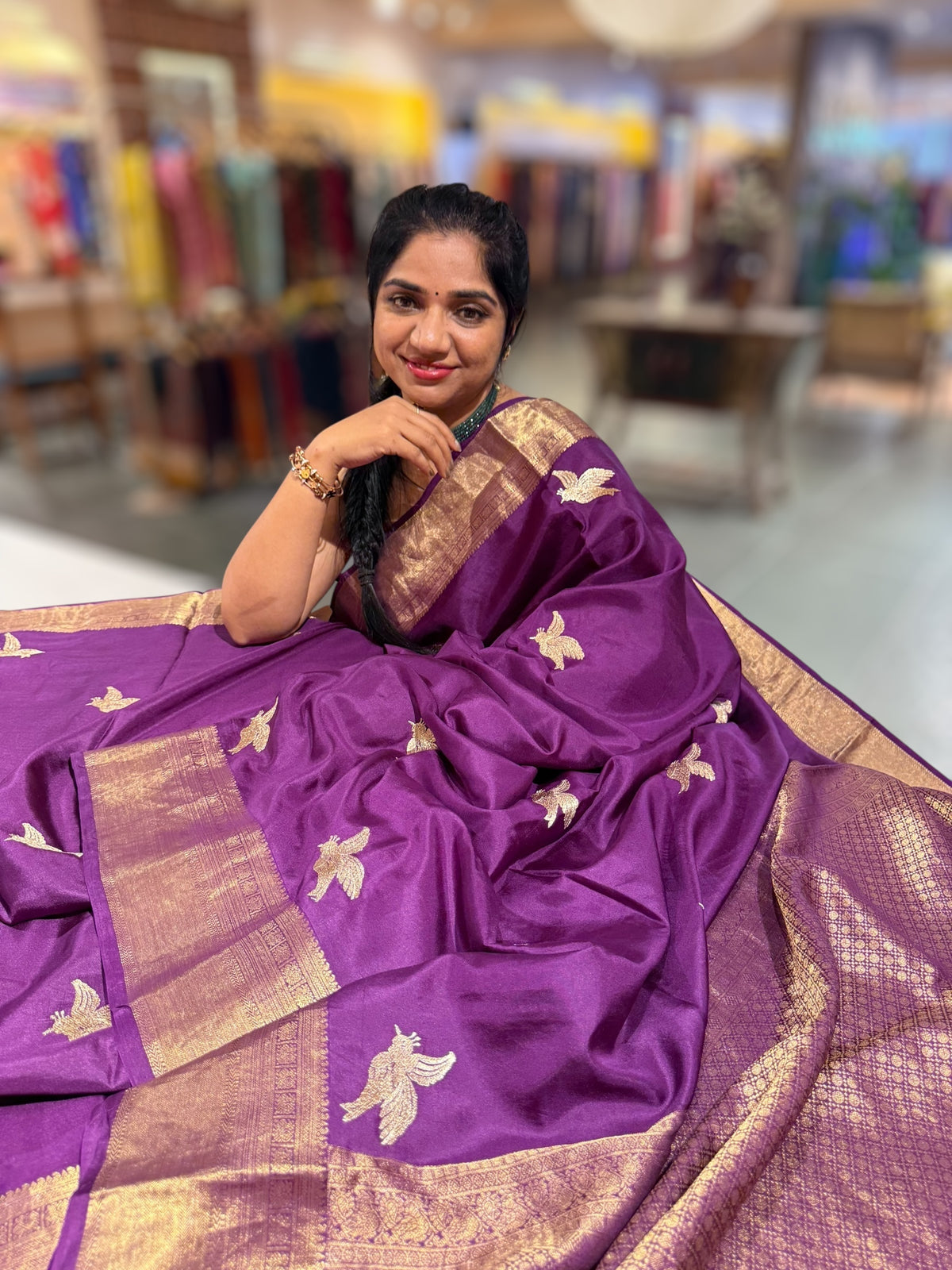 Brinjal Kanchi Soft Drape Saree
