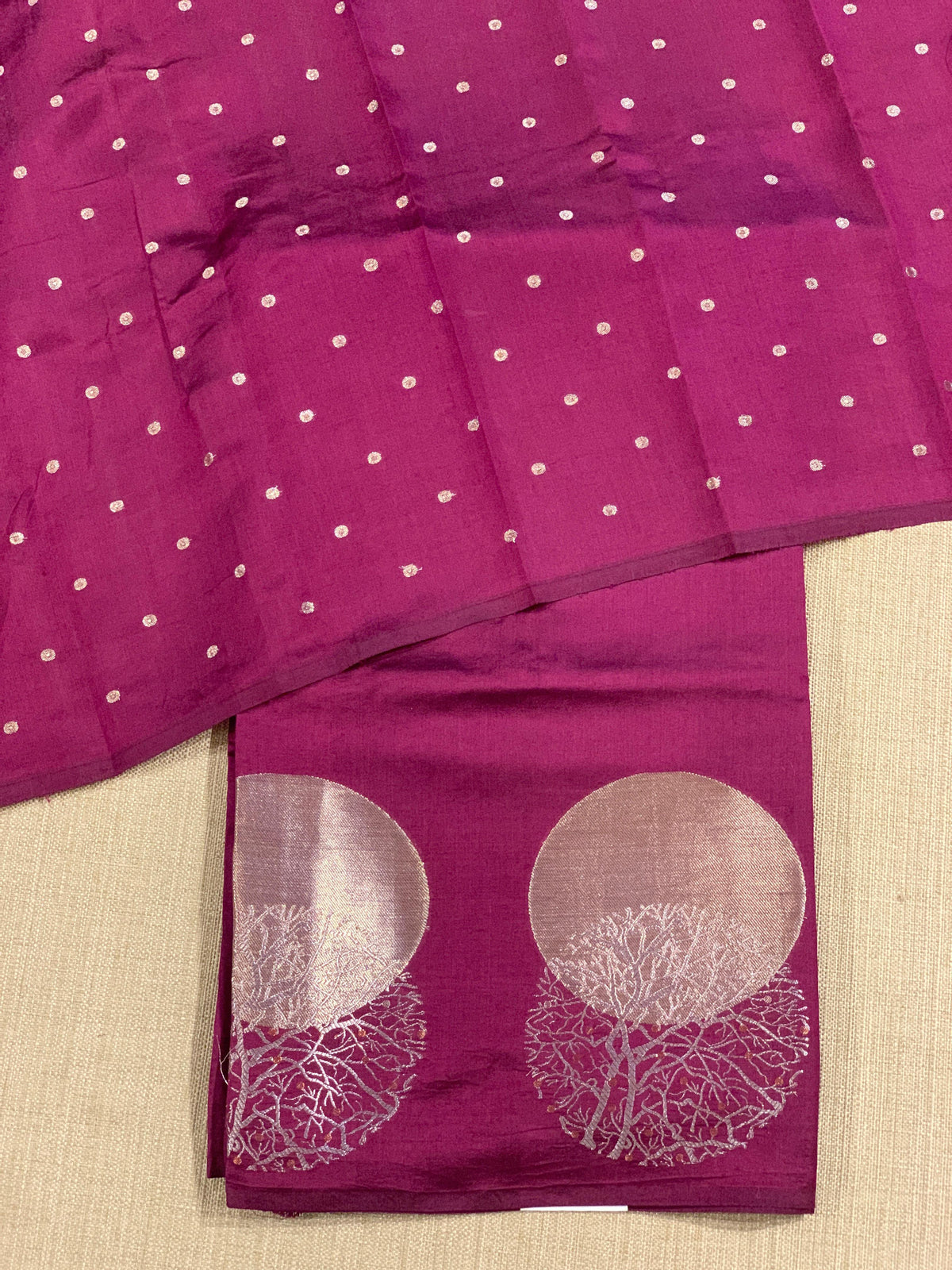 Grape Wine Banarasi Chiniya Silk with contemporary Borders