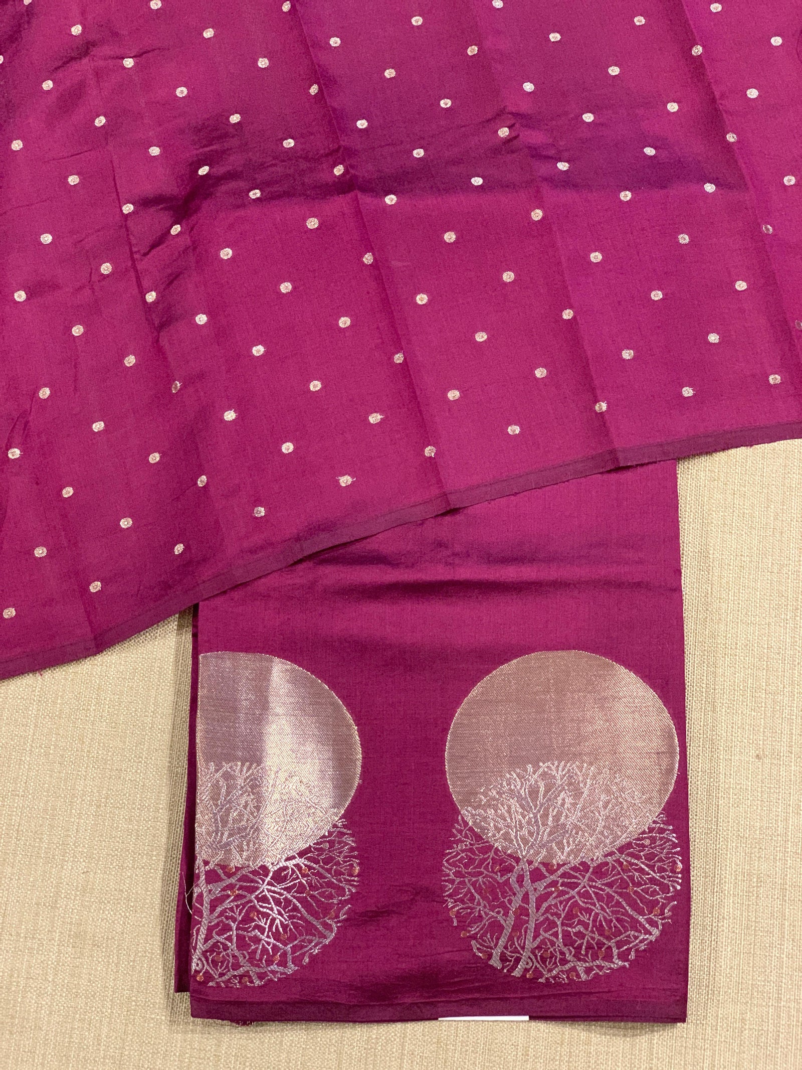 Grape Wine Banarasi Chiniya Silk with contemporary Borders