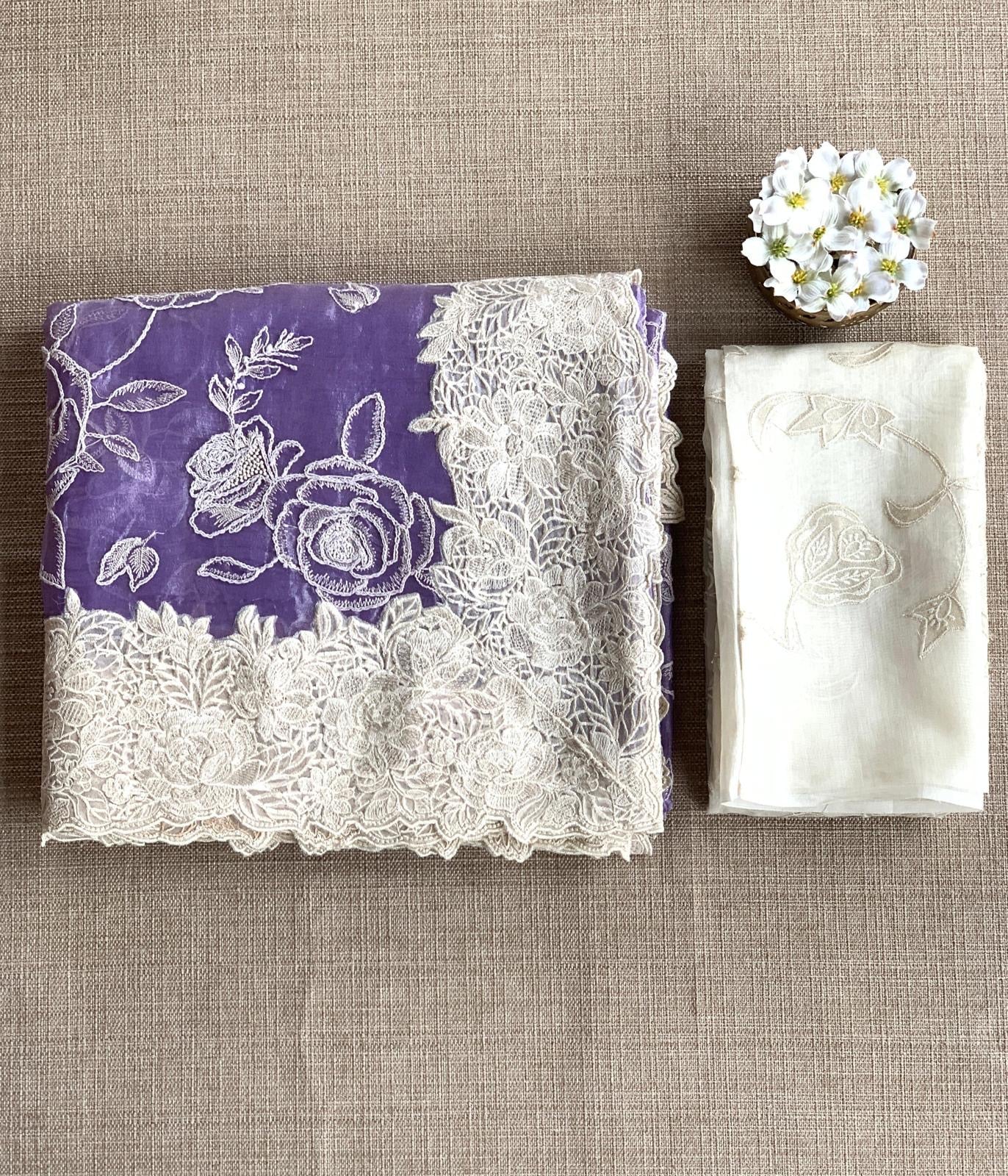 Lilac pure handloom tissue saree