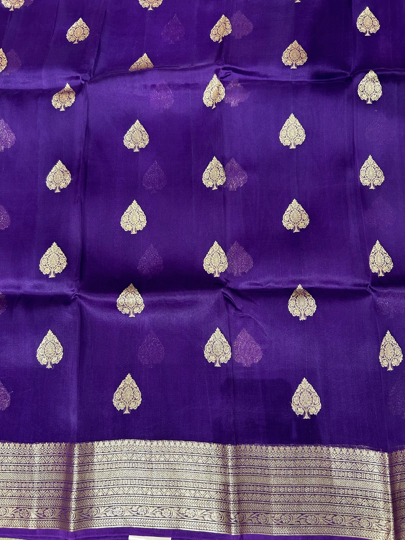 Brinjal monotone Pure Handloom premium Kora Banarasi Saree