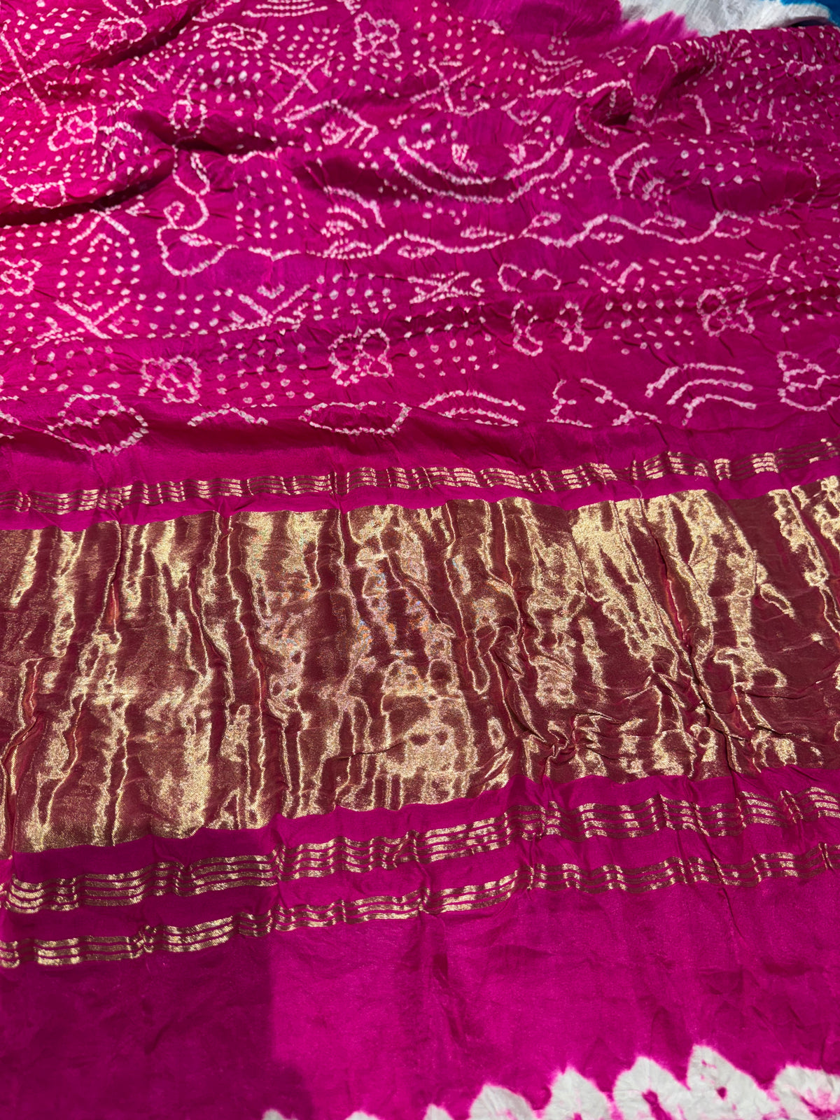 Pure gajji silk saree Rai bandhej Saree