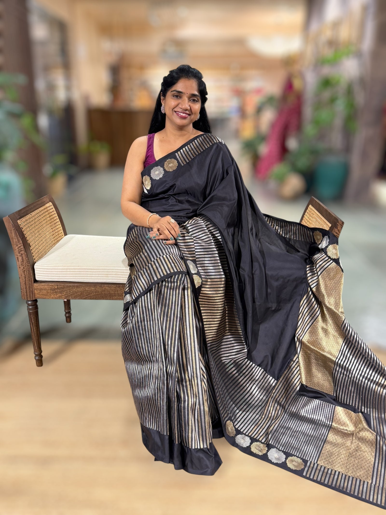 Black Designer Banarasi Ektara Silk Saree