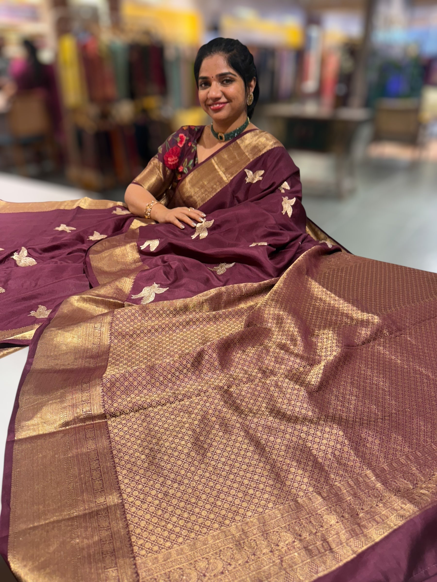 Winish Brown Kanchi Soft Drape Saree. SKU: KBIRD06