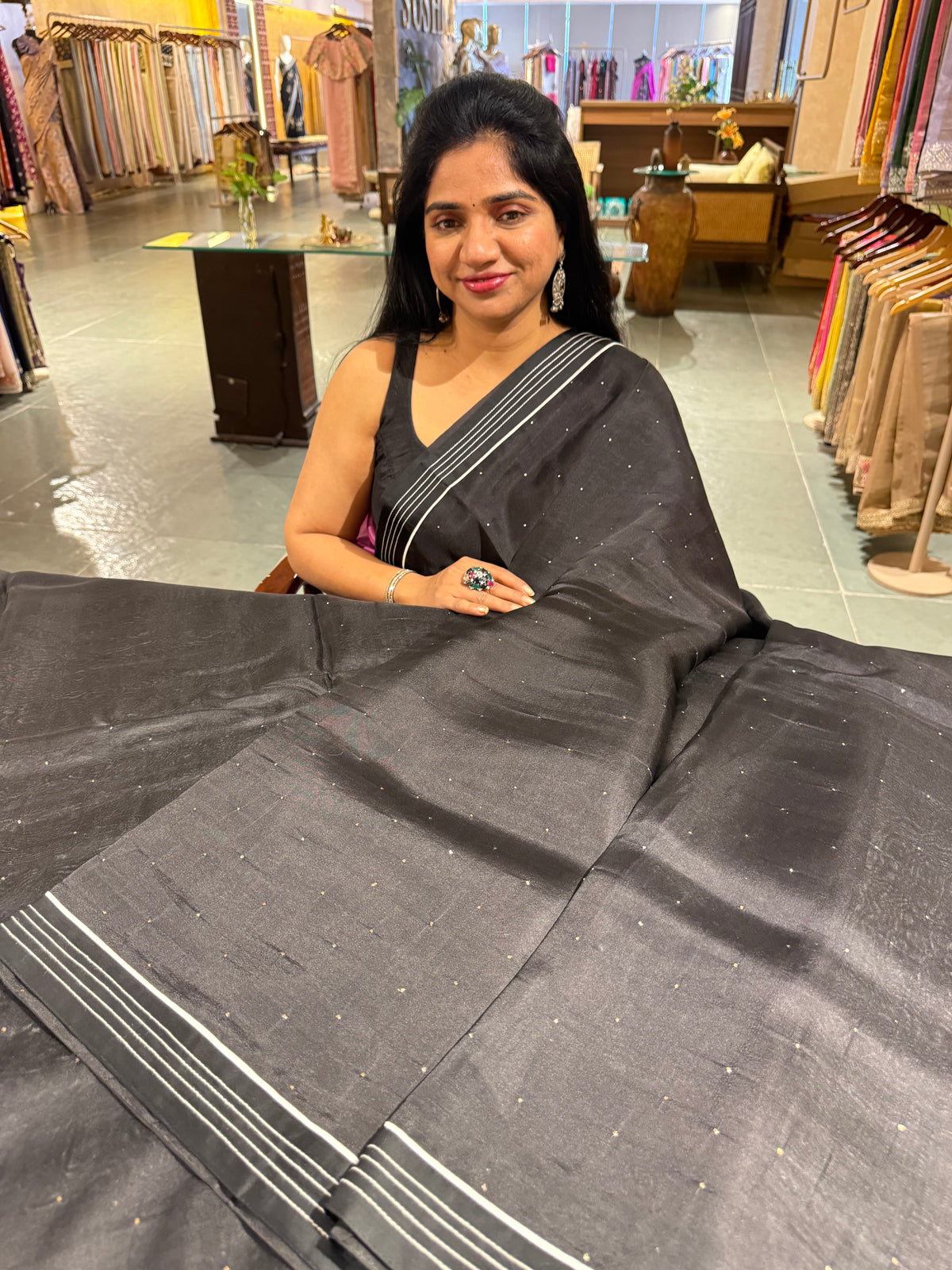 Purple tussar with fusion blouse