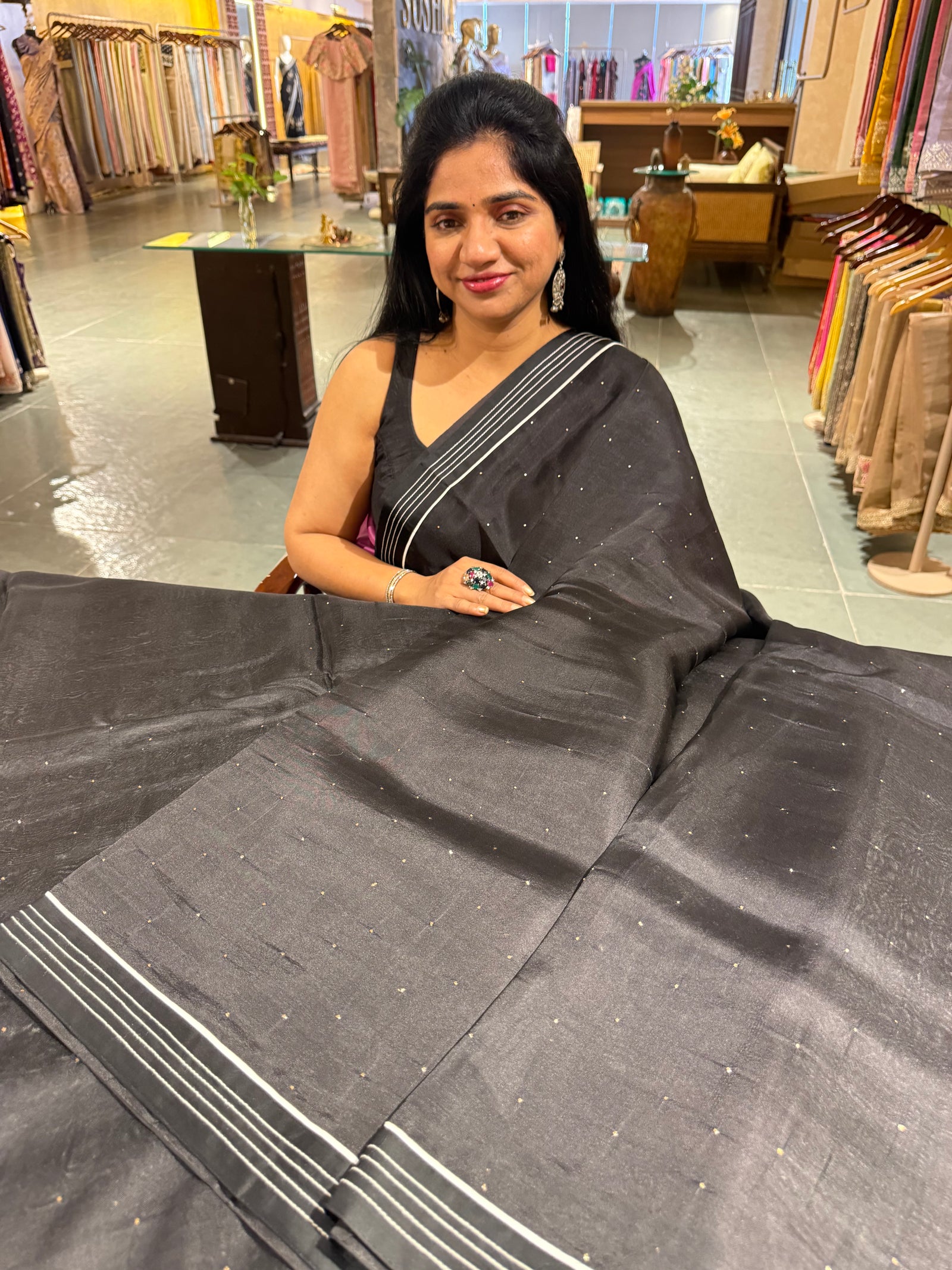 Purple tussar with fusion blouse