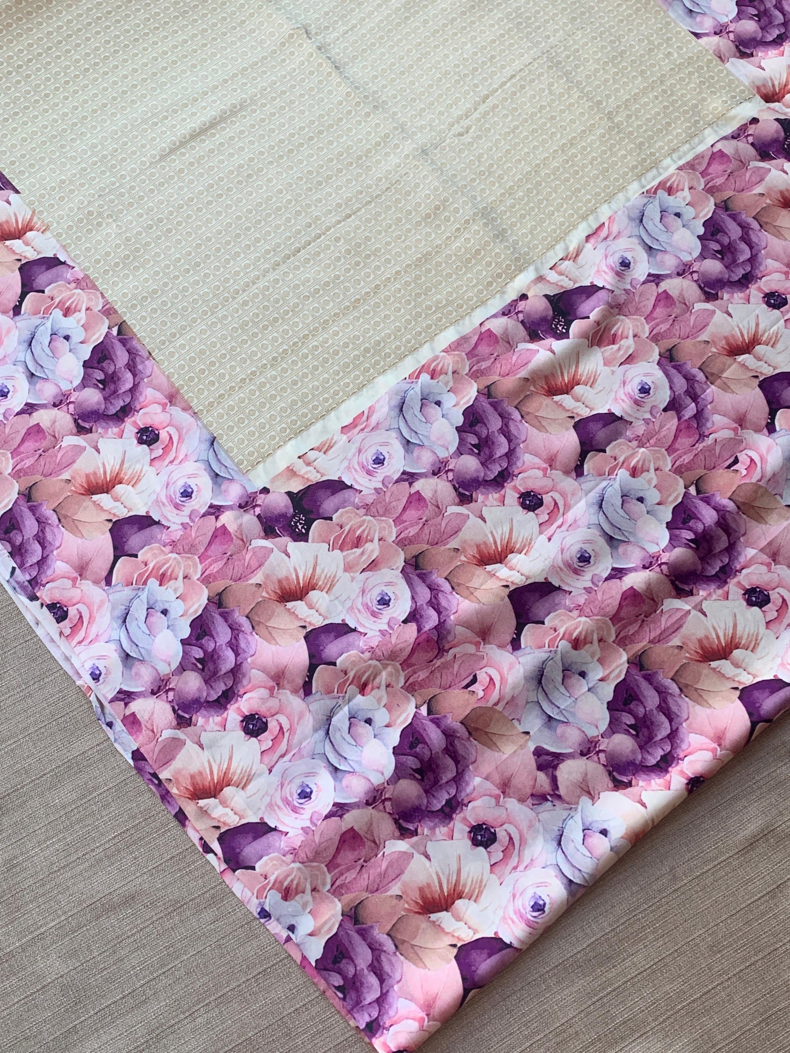 Ivory kanchi Brocade Saree with printed border