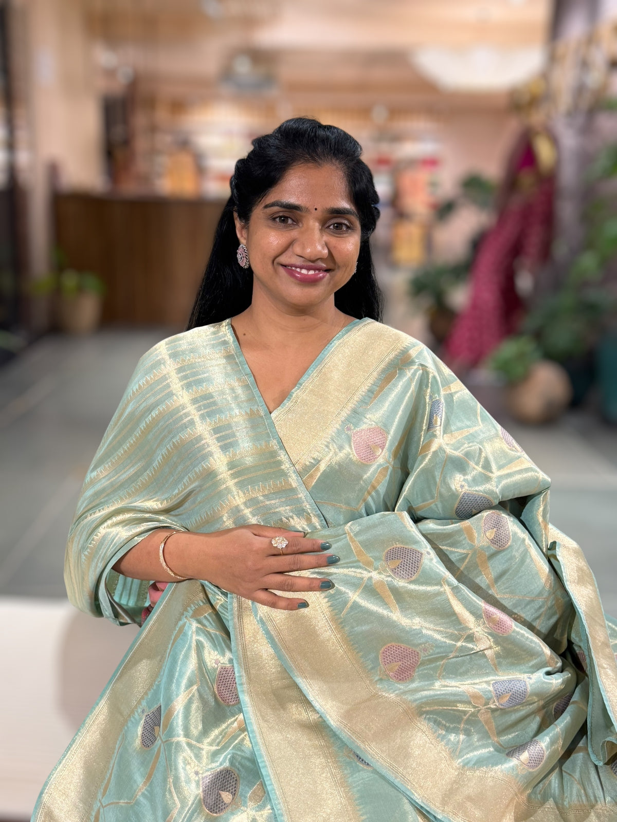 SeaBlue Banarasi Ektara Tissue Saree