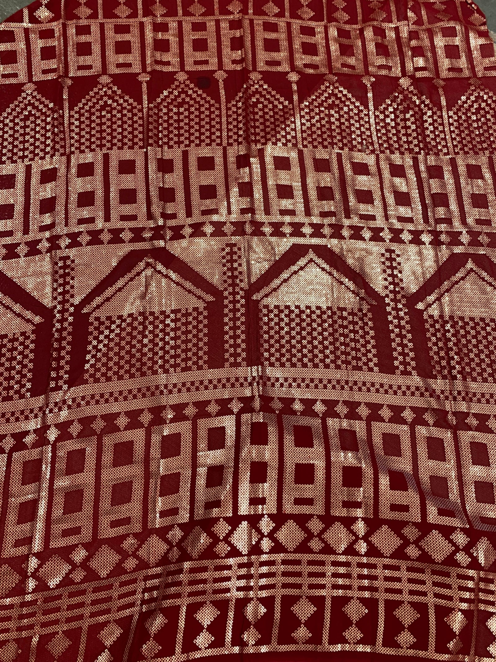 Meroonish Red pure Satin Saree with designer sequence border and blouse