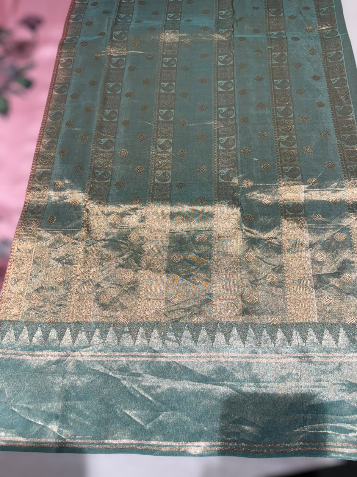 Pastel Pink Kanjeevaram Designer print saree