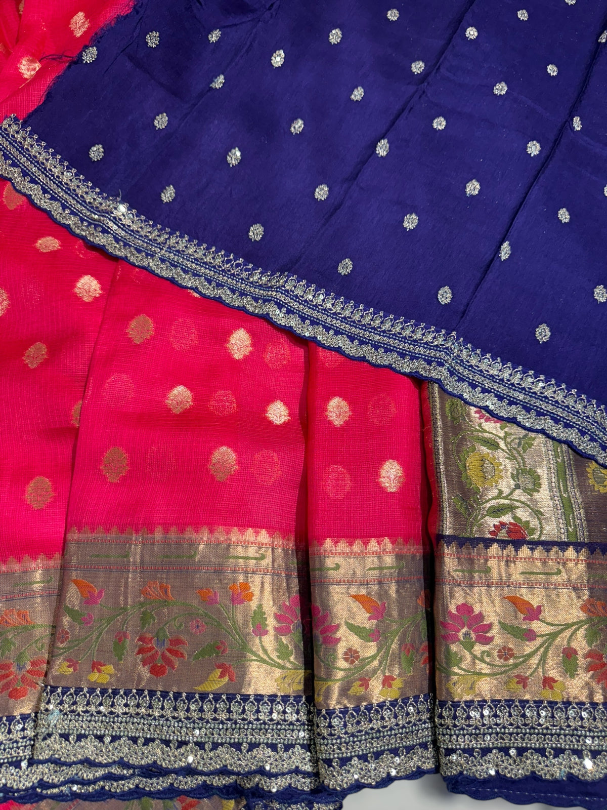 Reddish Pink Designer Silk kota saree