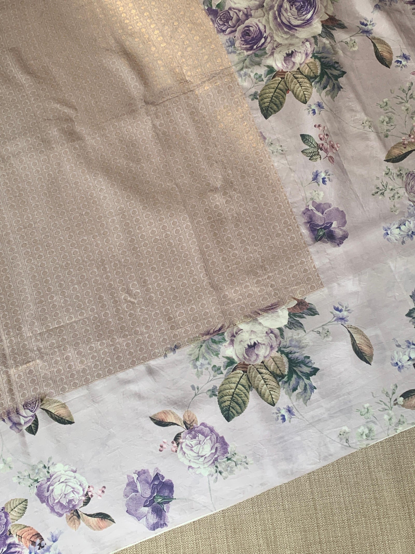 Light Lilac kanchi Brocade Saree with printed border