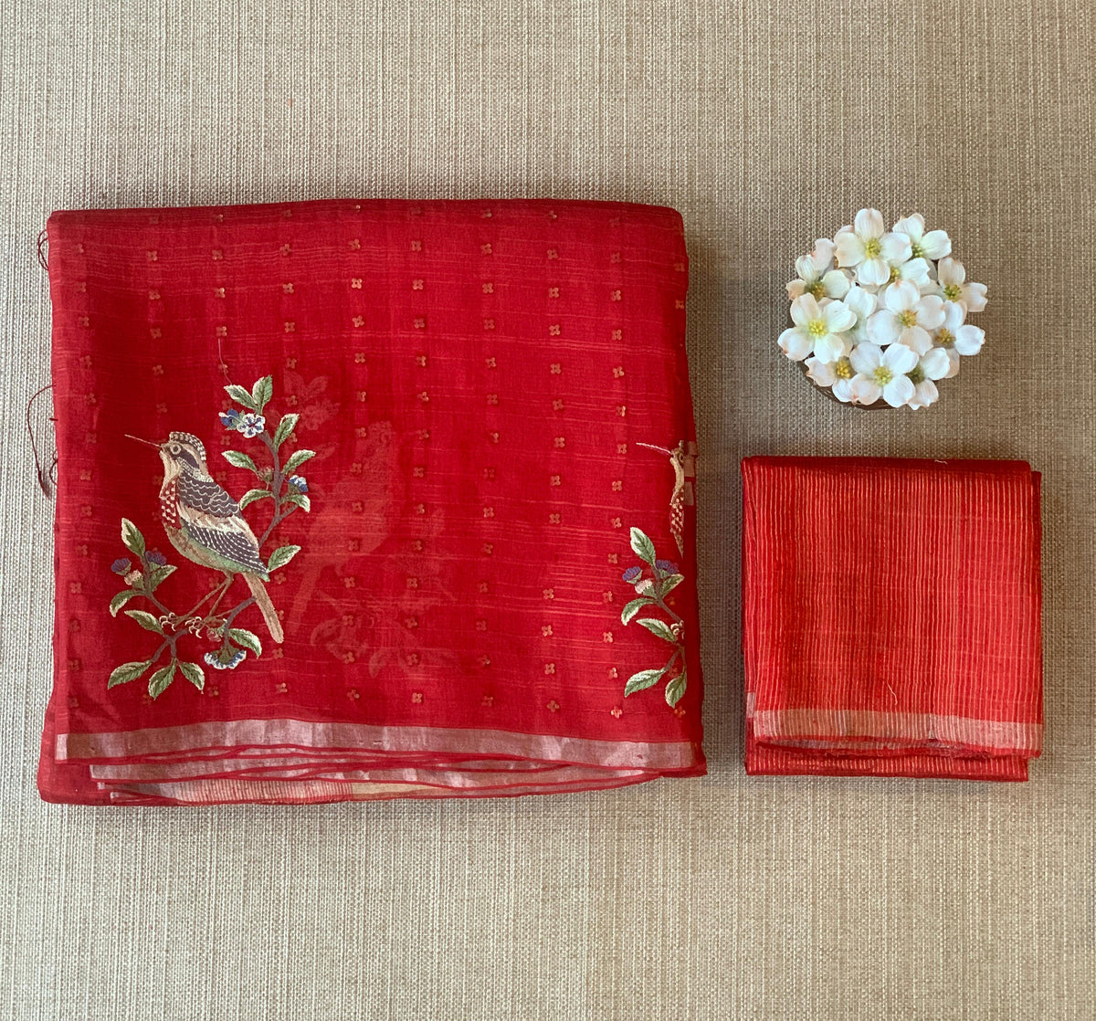 Red Tussar Kota Saree byloom Saree