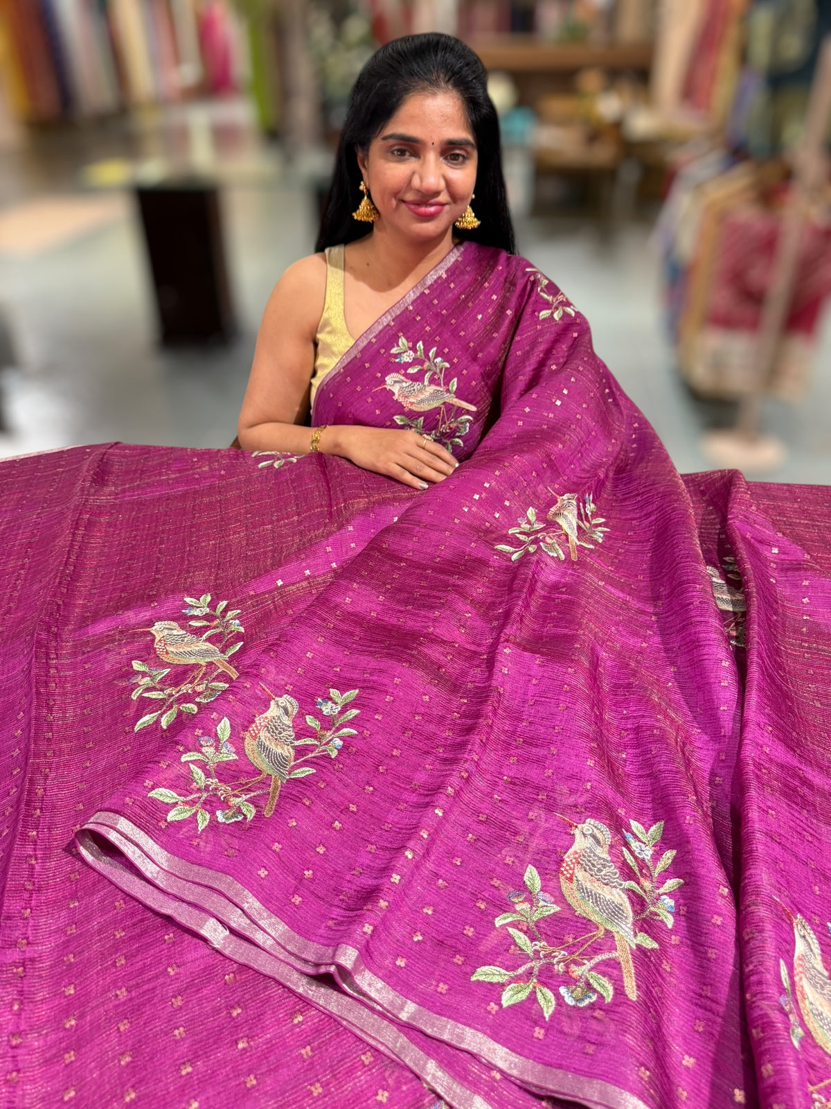 Wine Tussar Kota Saree byloom Saree