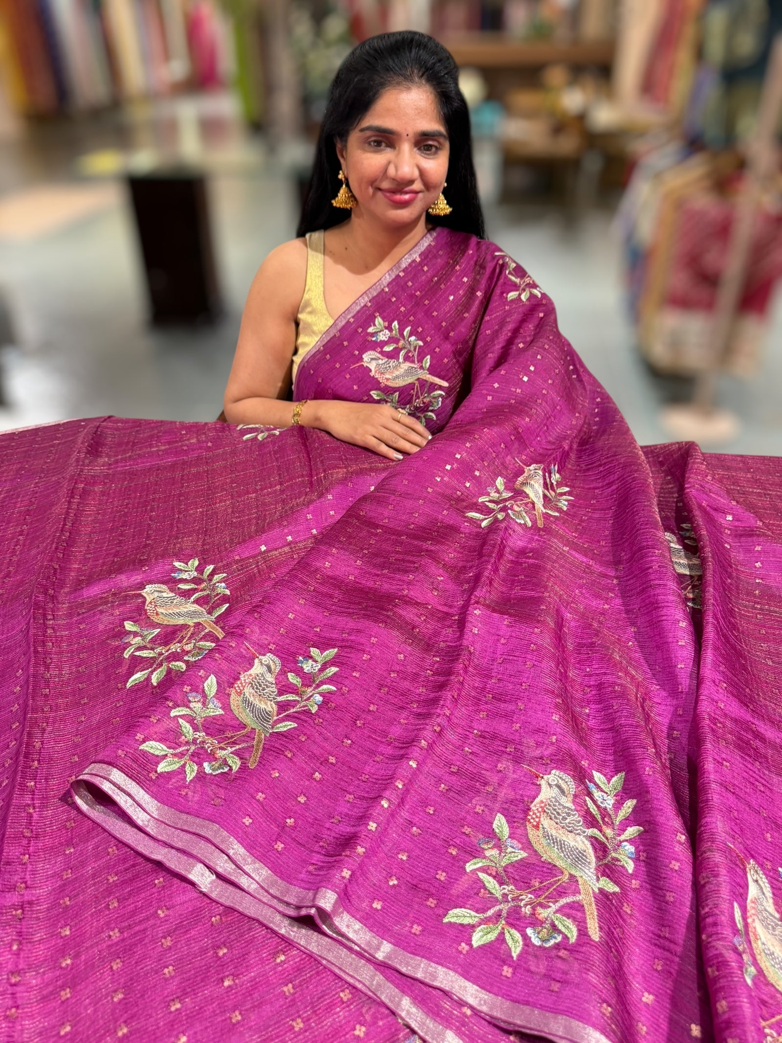 Wine Tussar Kota Saree byloom Saree