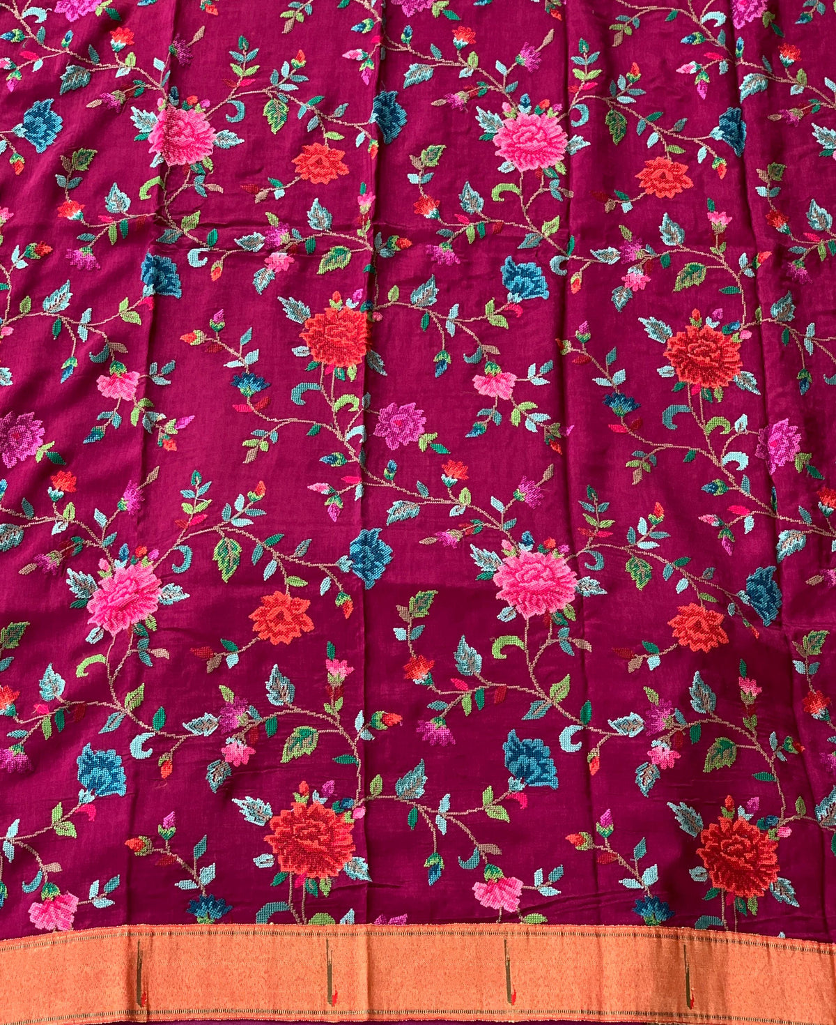 Purple tussar with fusion blouse