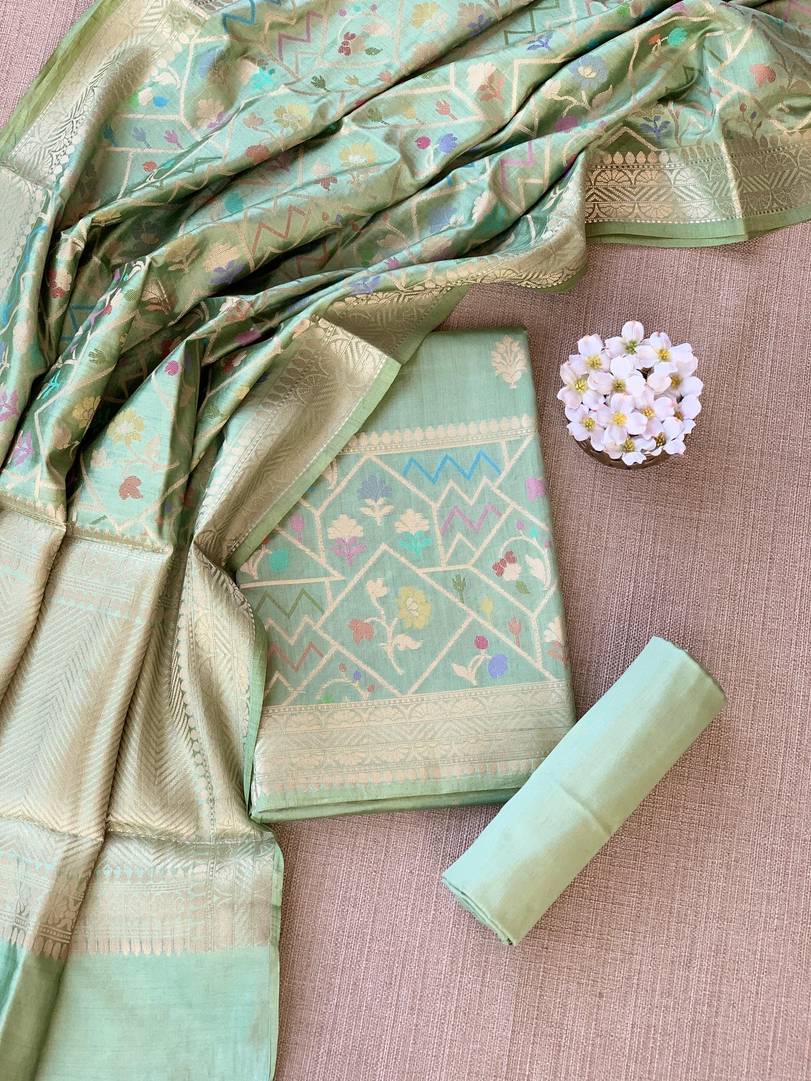 Pista Banarasi Chiniya Silk 3-pc Suit set : SS62J19