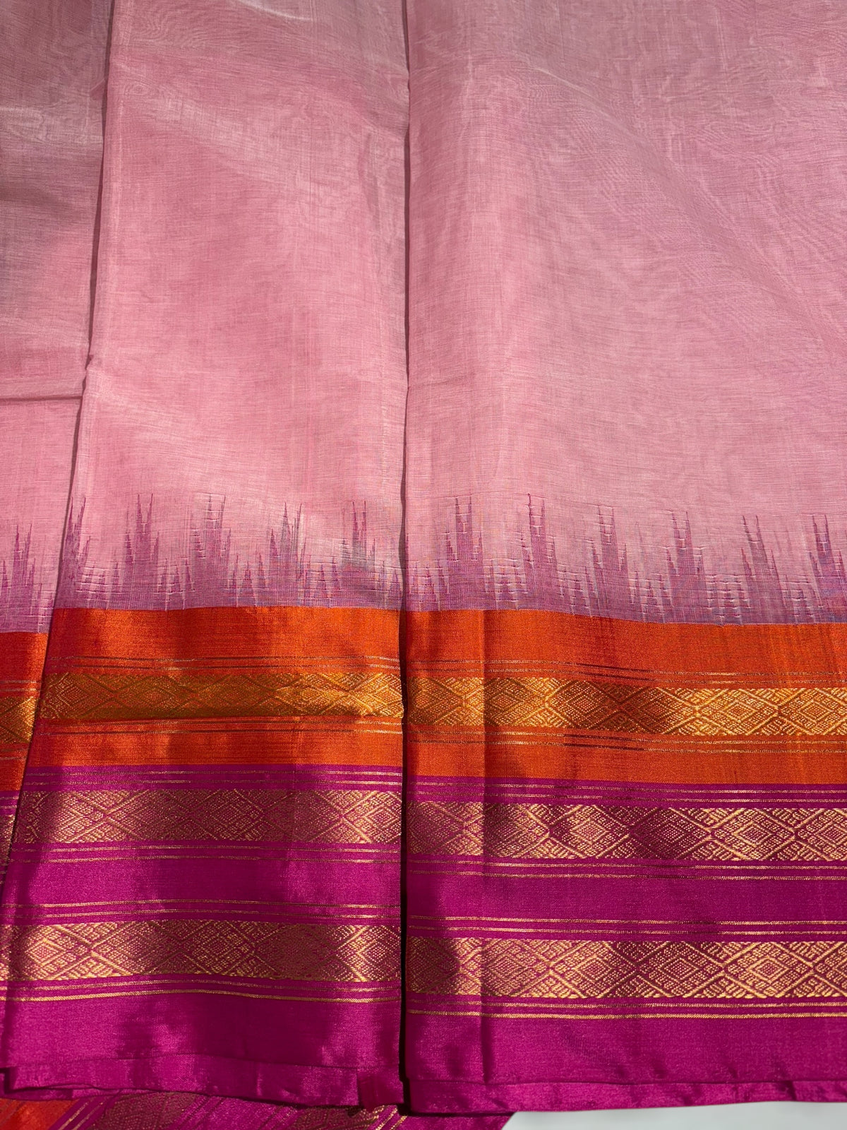 Pastel Pink ponduru khadi jamdani Saree