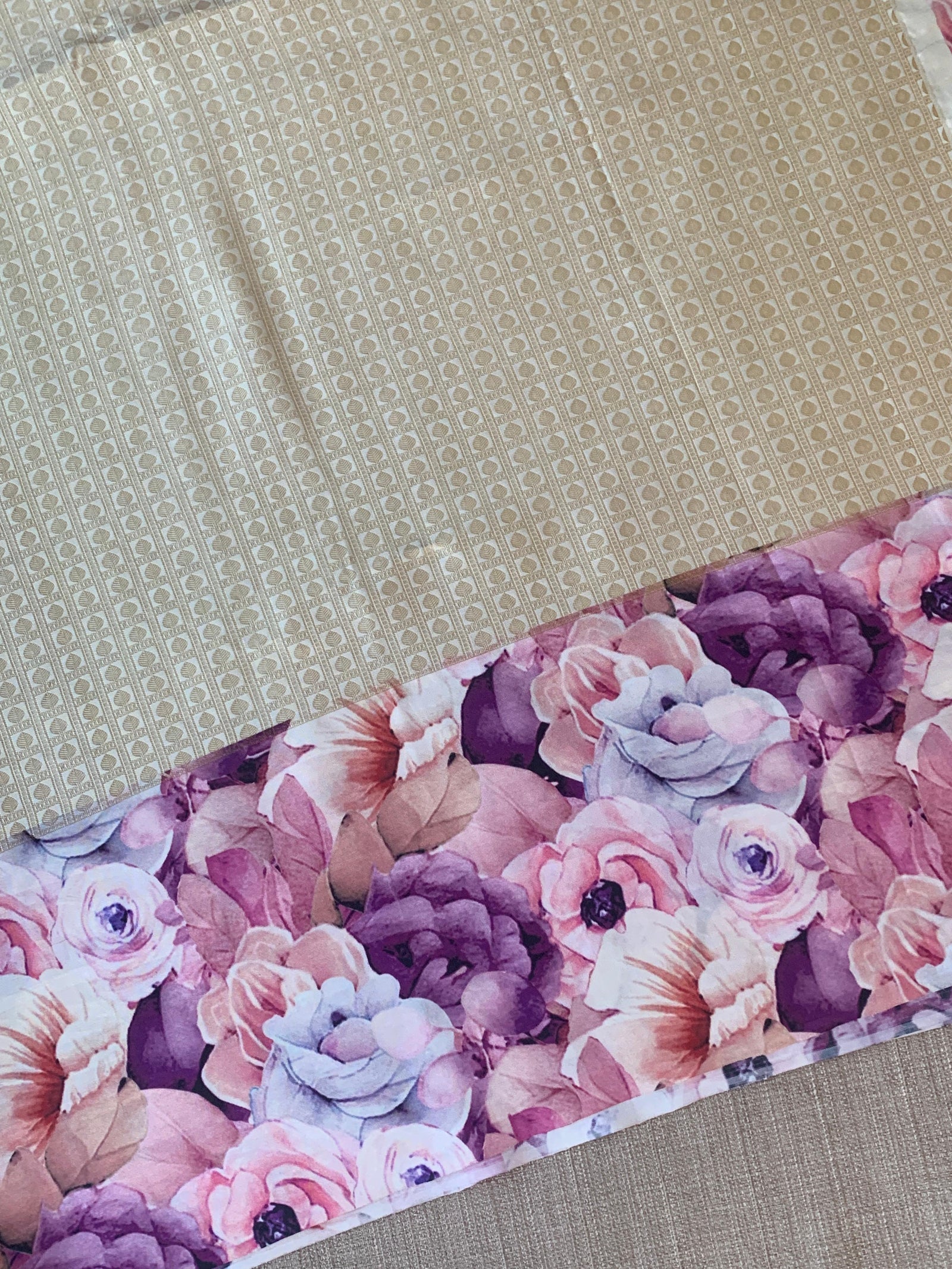 Ivory kanchi Brocade Saree with printed border