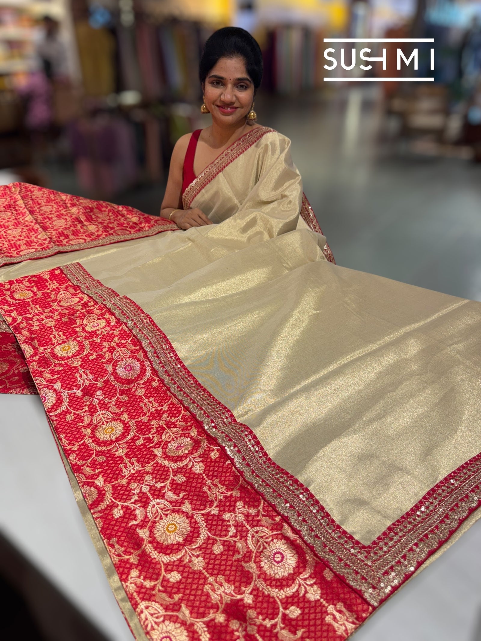 Muted Gold tissue saree with banarasi and sabhyasachi borders : S62122