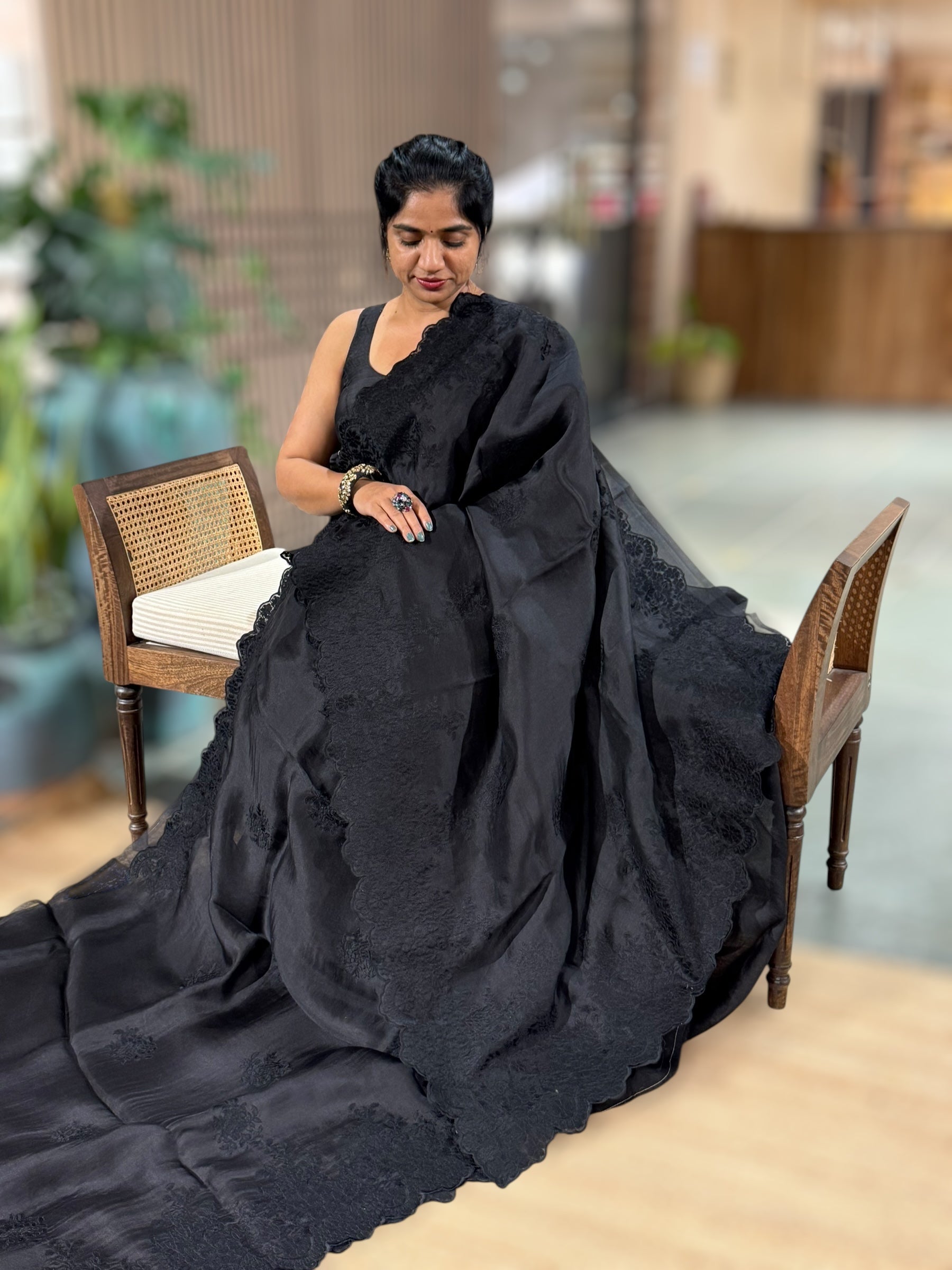 Black Organza Monotone Look Saree