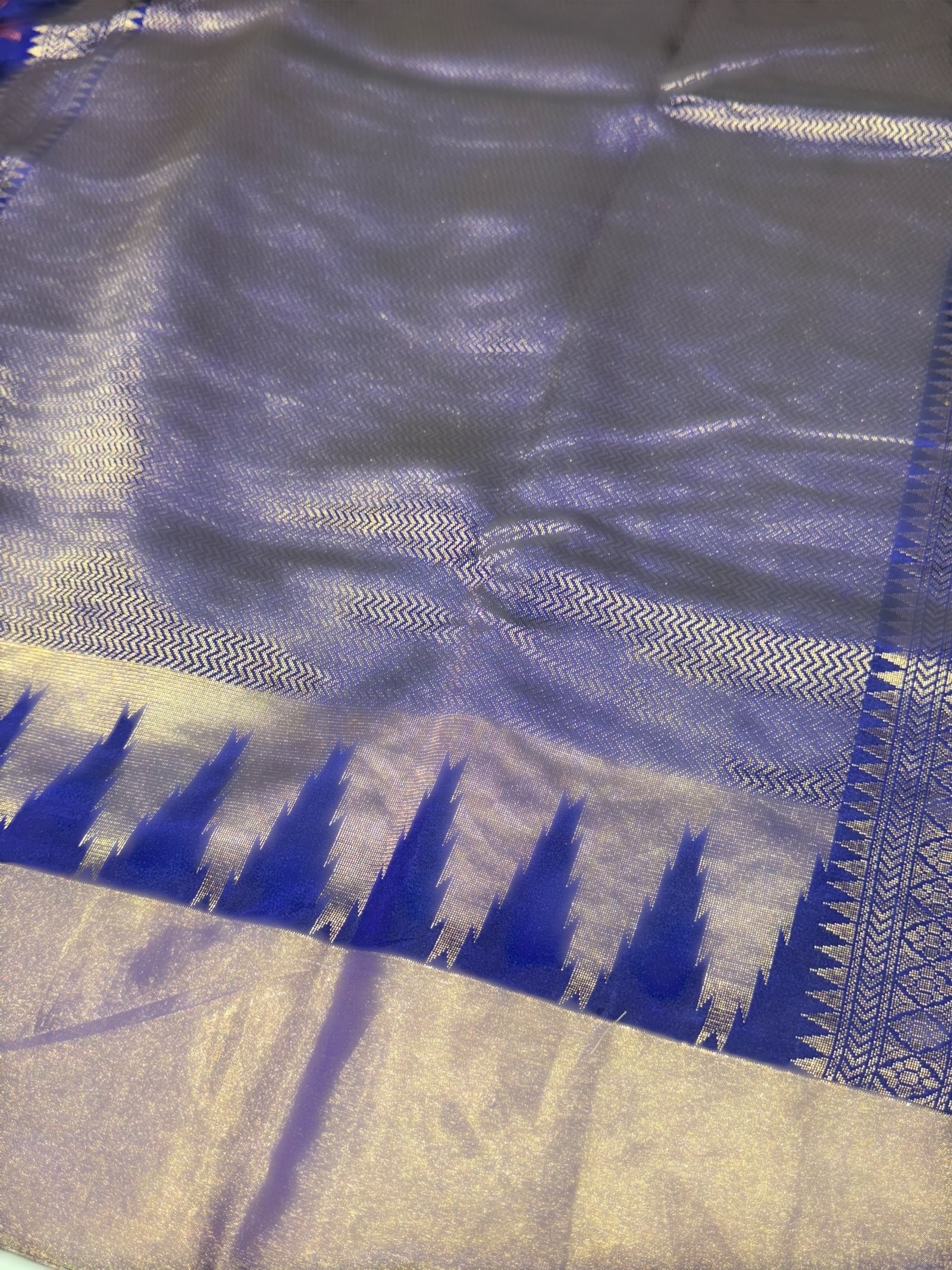 Violet Kanchi Soft Silk Saree with allover jamdani inspired embroidery