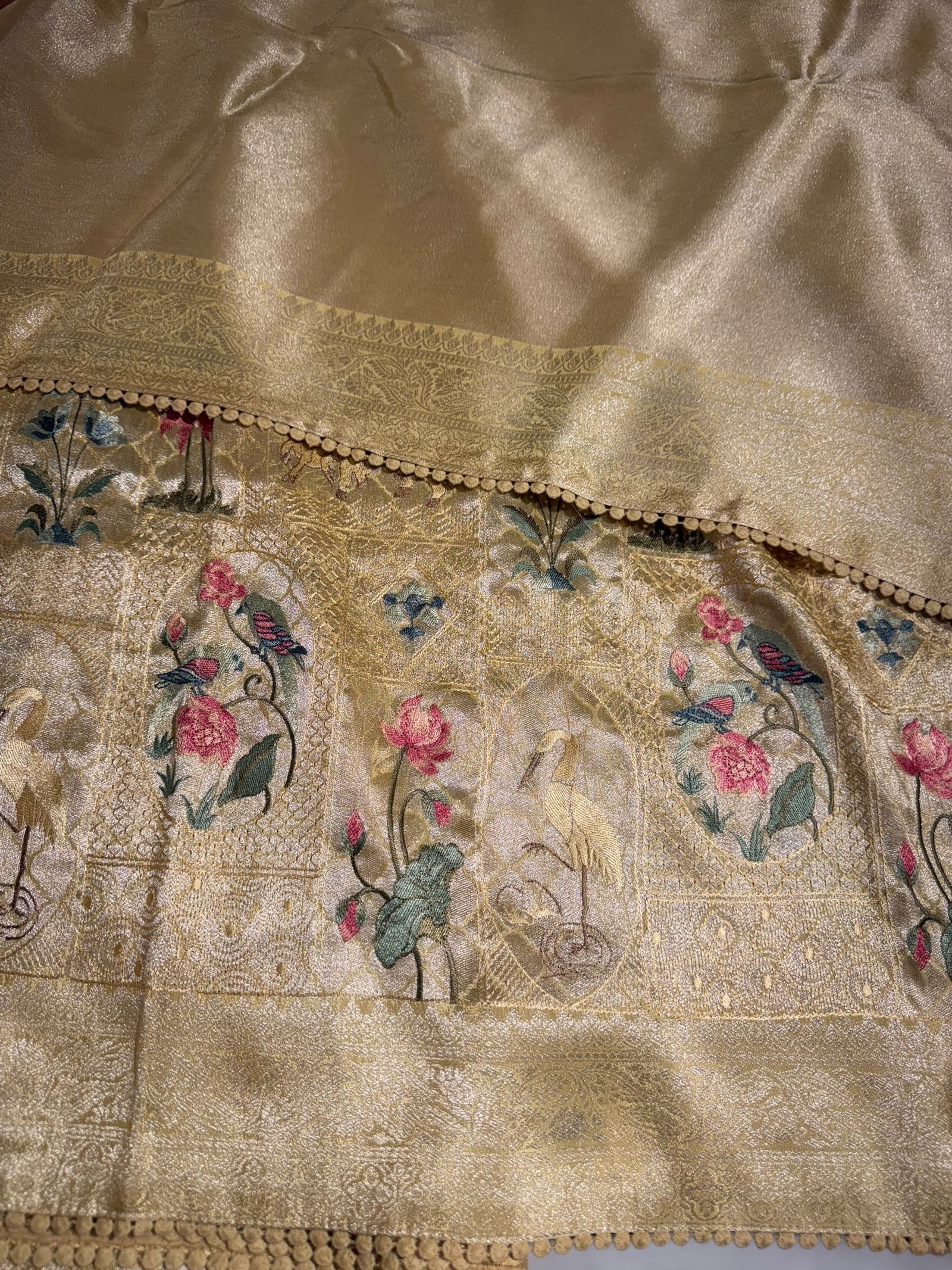 Pastel Yellow Fancy Banarasi saree with embroidery