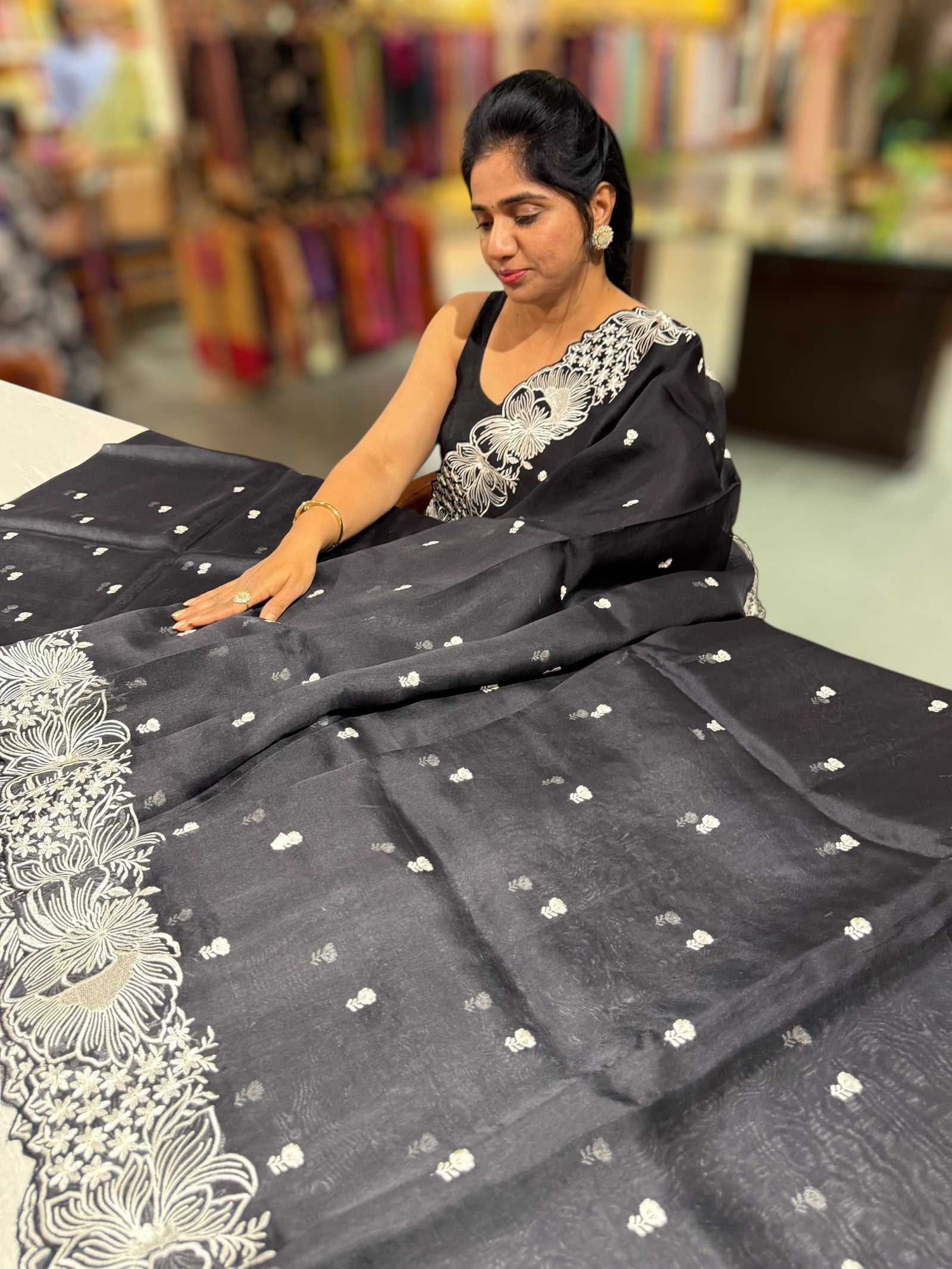 Black Organza with embroidery