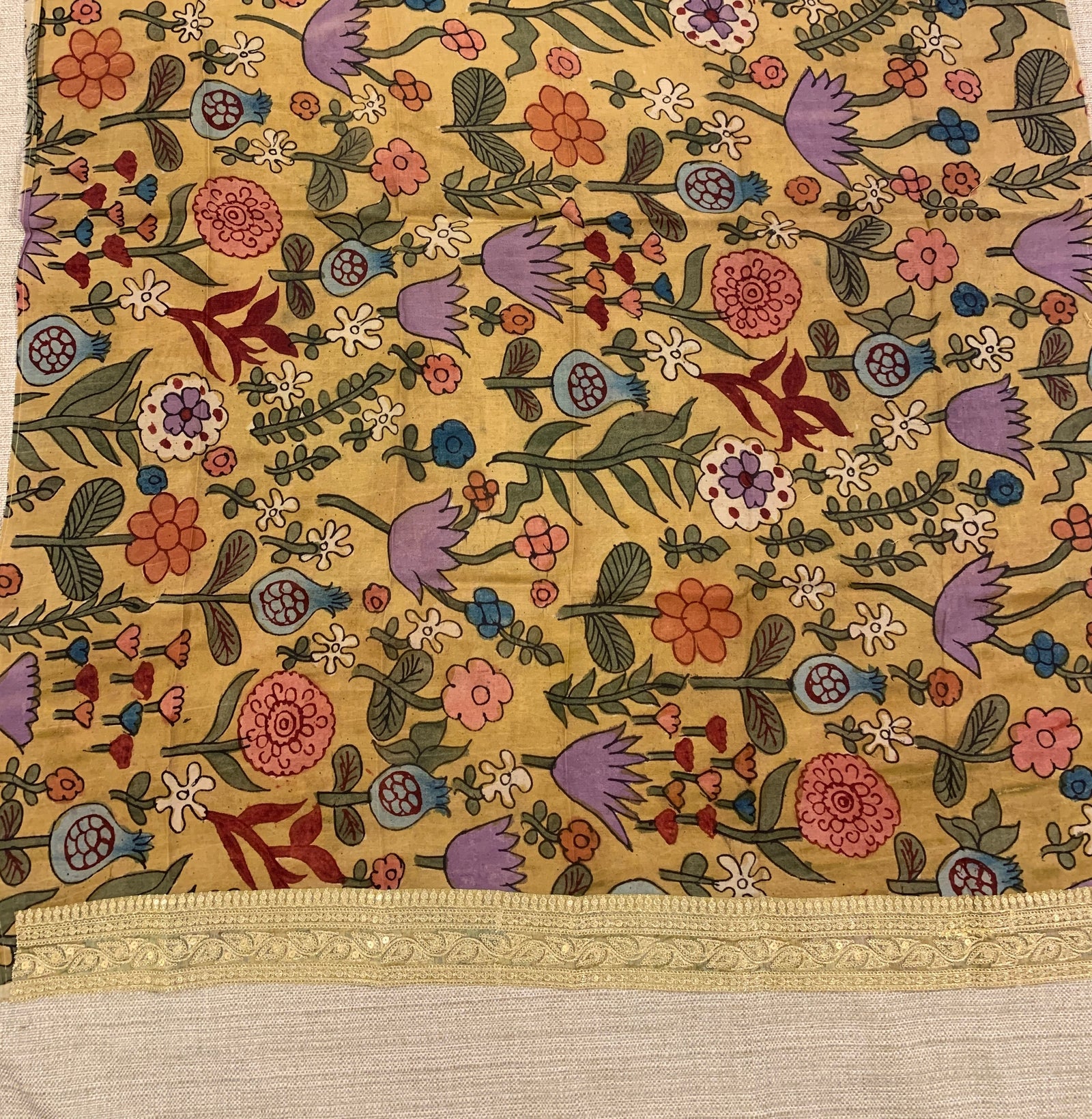 Dusty Yellow Banarasi tonchoi with pen kalamkari Blouses
